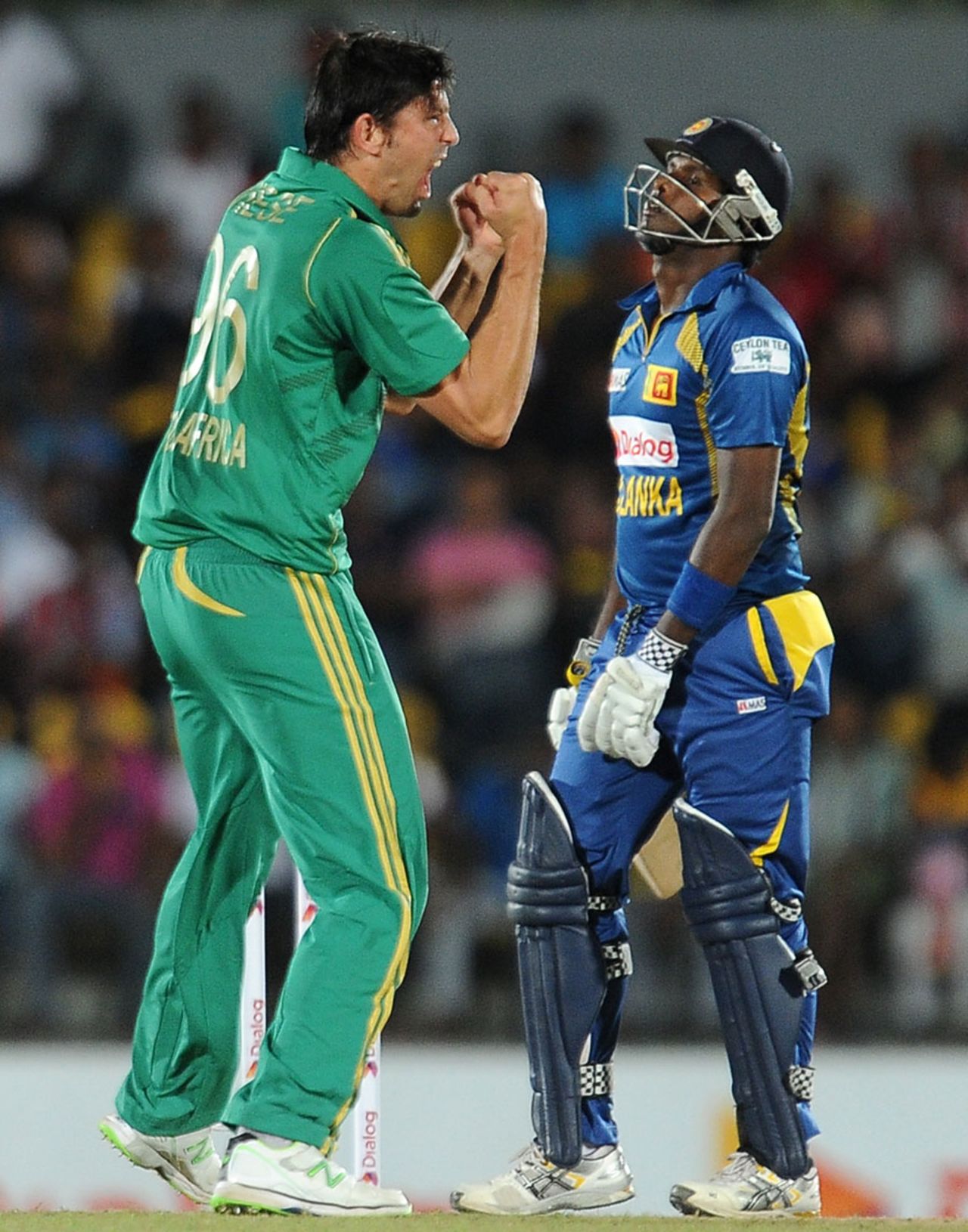 David Wiese is jubilant after snaring Angelo Mathews, Sri Lanka v South Africa, 3rd T20, Hambantota, August 6, 2013