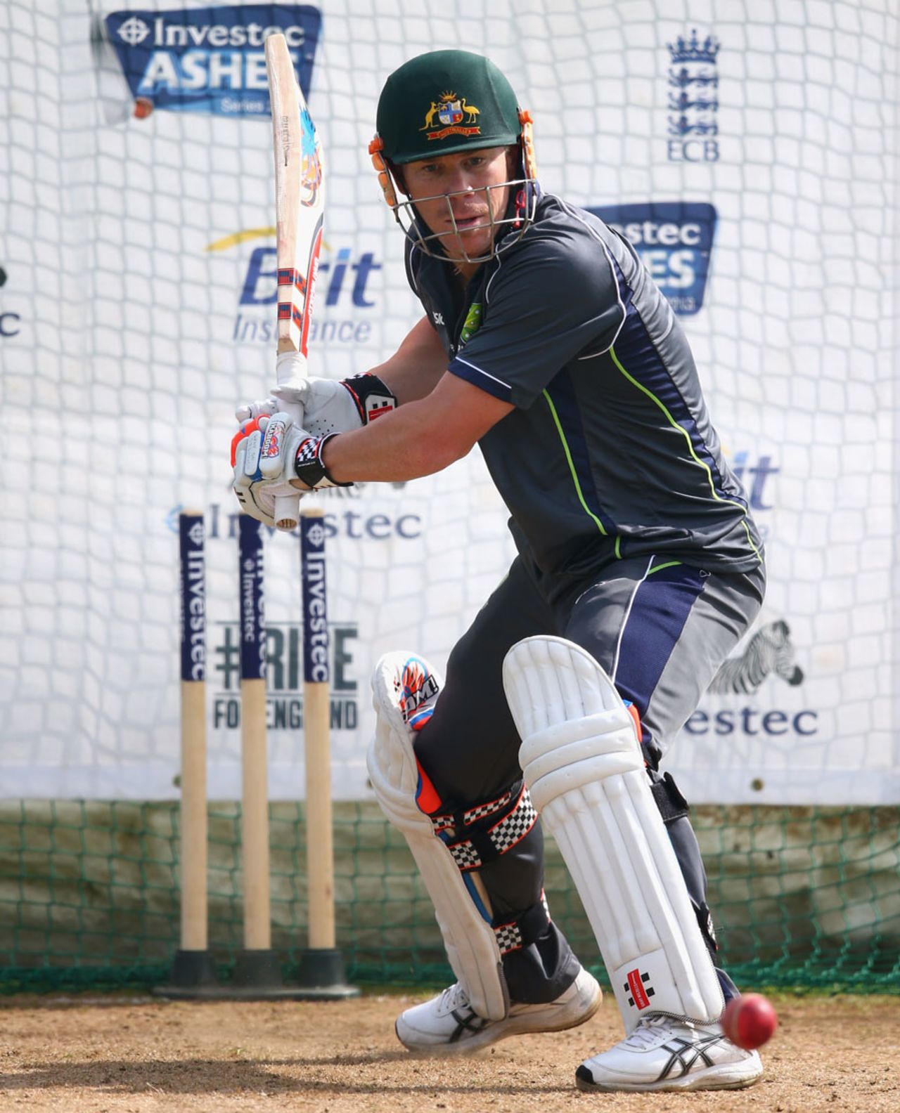 David Warner practices in the nets, Chester-le-Street, August 7, 2013