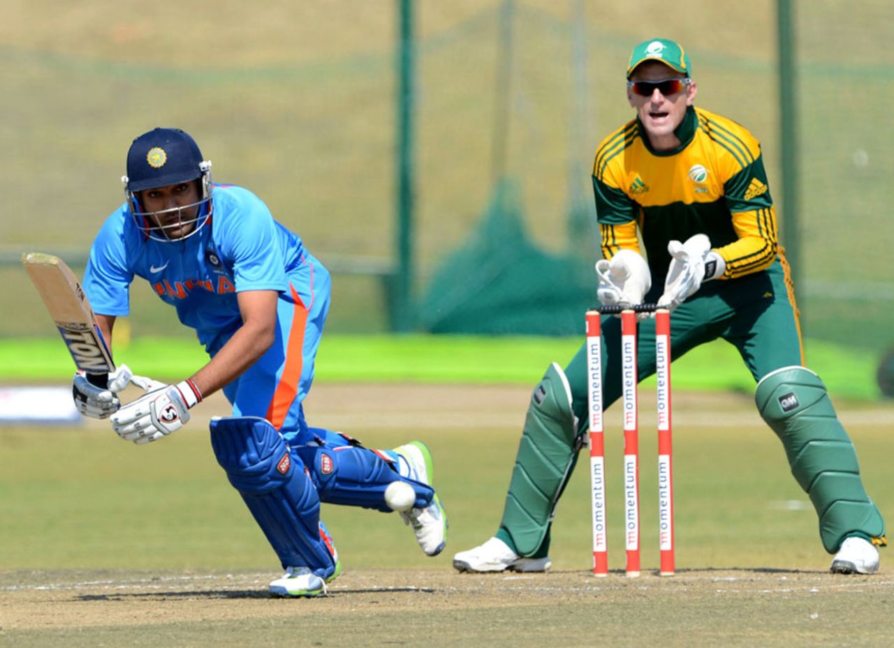 Rohit Sharma flicks the ball off his pads, South Africa A v India A, tri-series, Pretoria, August 9, 2013