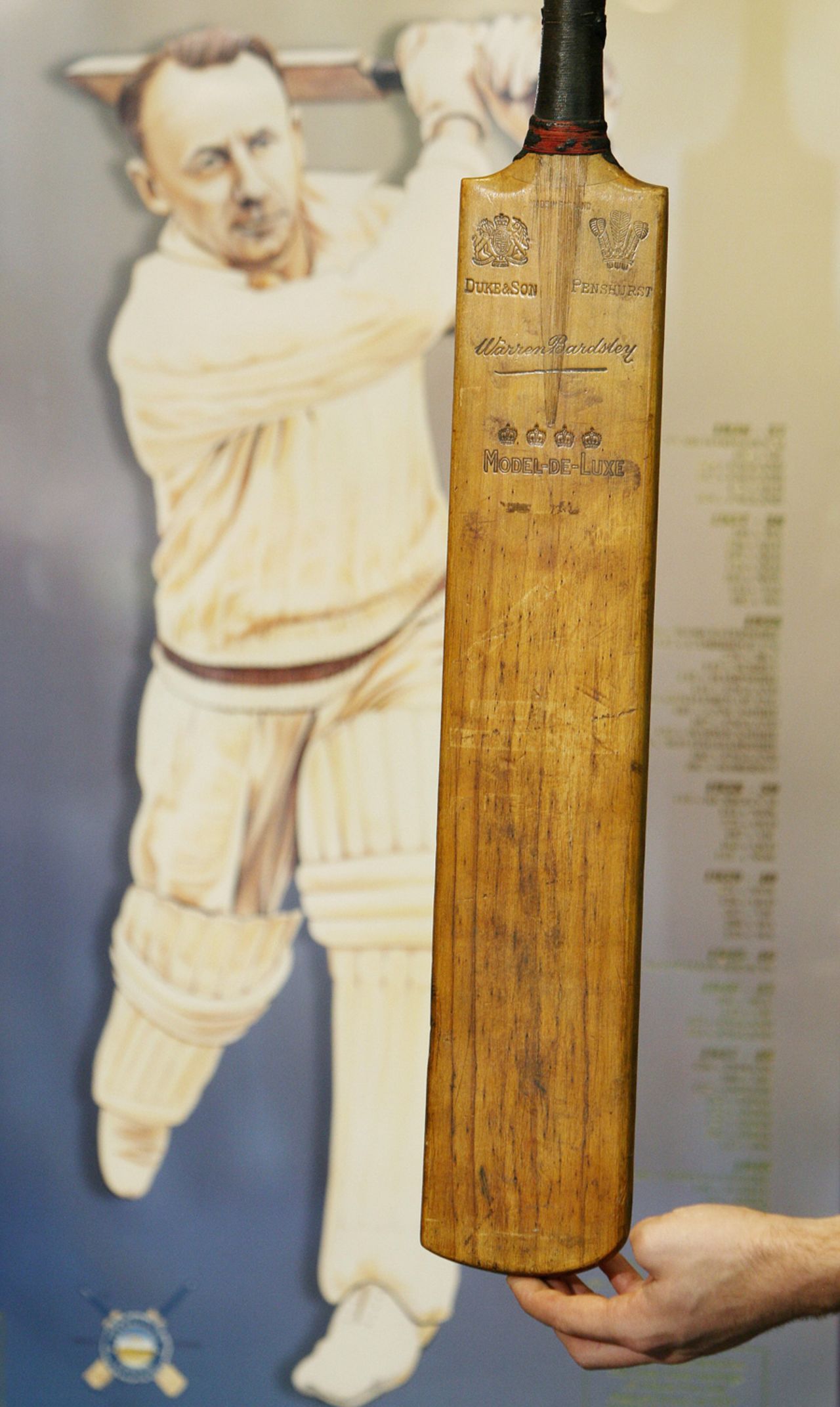 The first bat Don Bradman used in his Test career is to be auctioned off in Melbourne, September 24, 2008