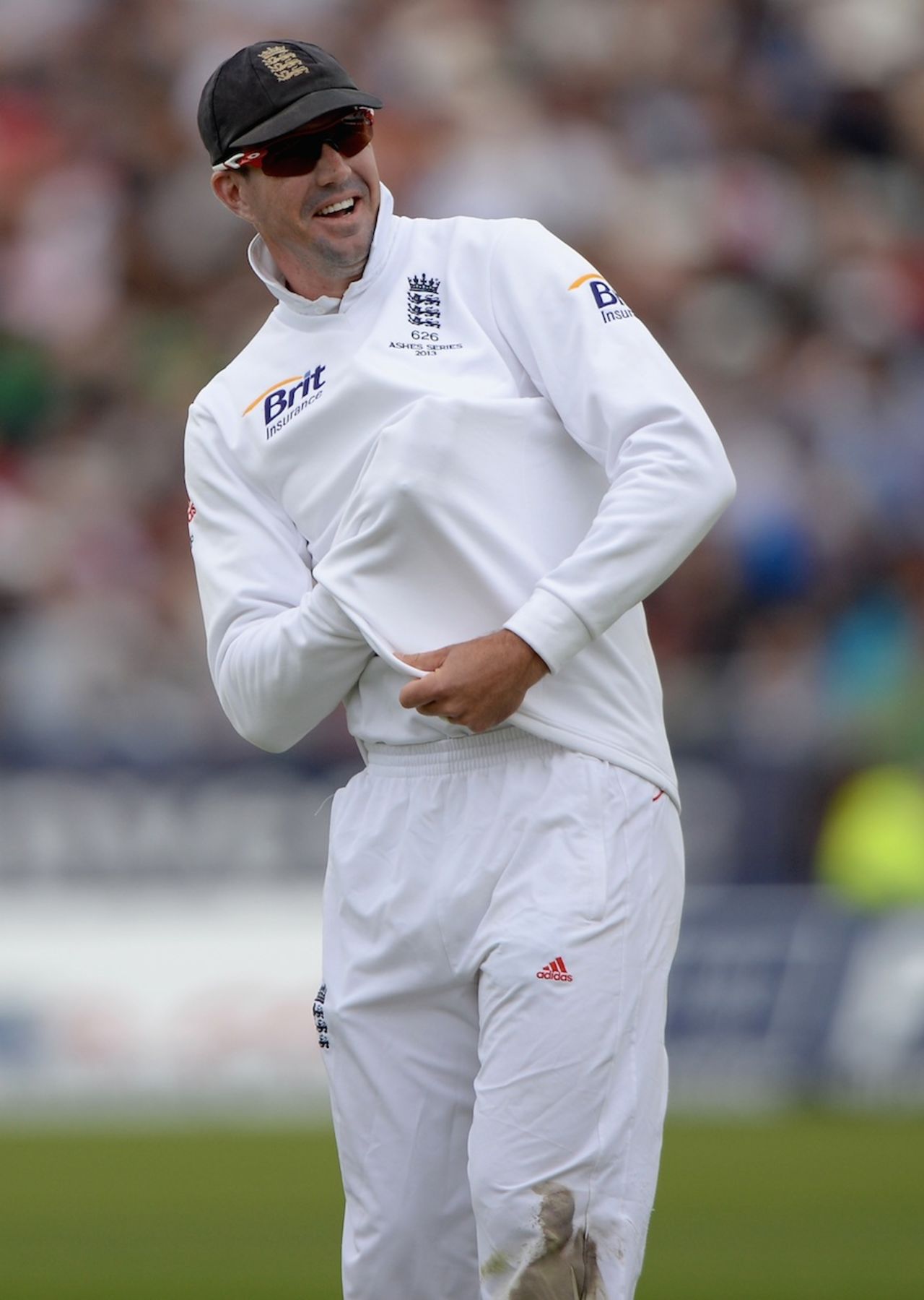 Kevin Pietersen jokes around while fielding, England v Australia, 4th Investec Ashes Test, 2nd day, Chester-le-Street, August 10, 2013