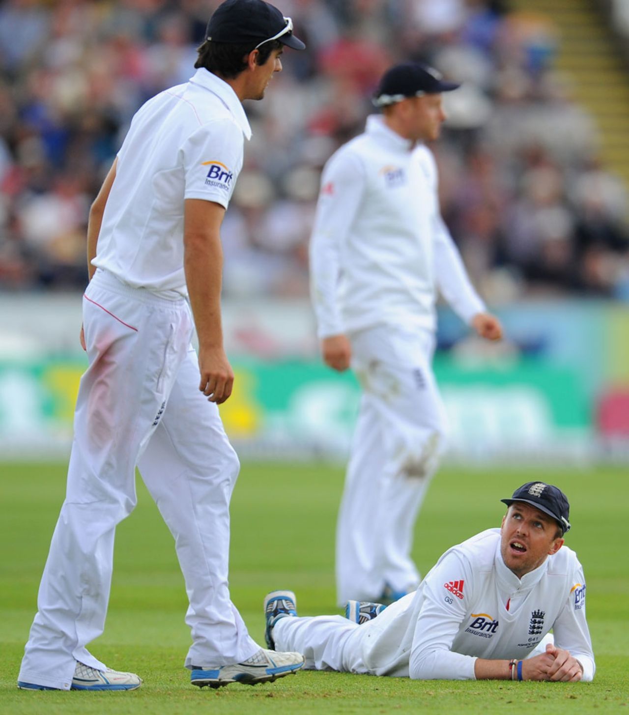 Graeme Swann was unable to take a tough slip chance, England v Australia, 4th Investec Ashes Test, 2nd day, Chester-le-Street, August 10, 2013