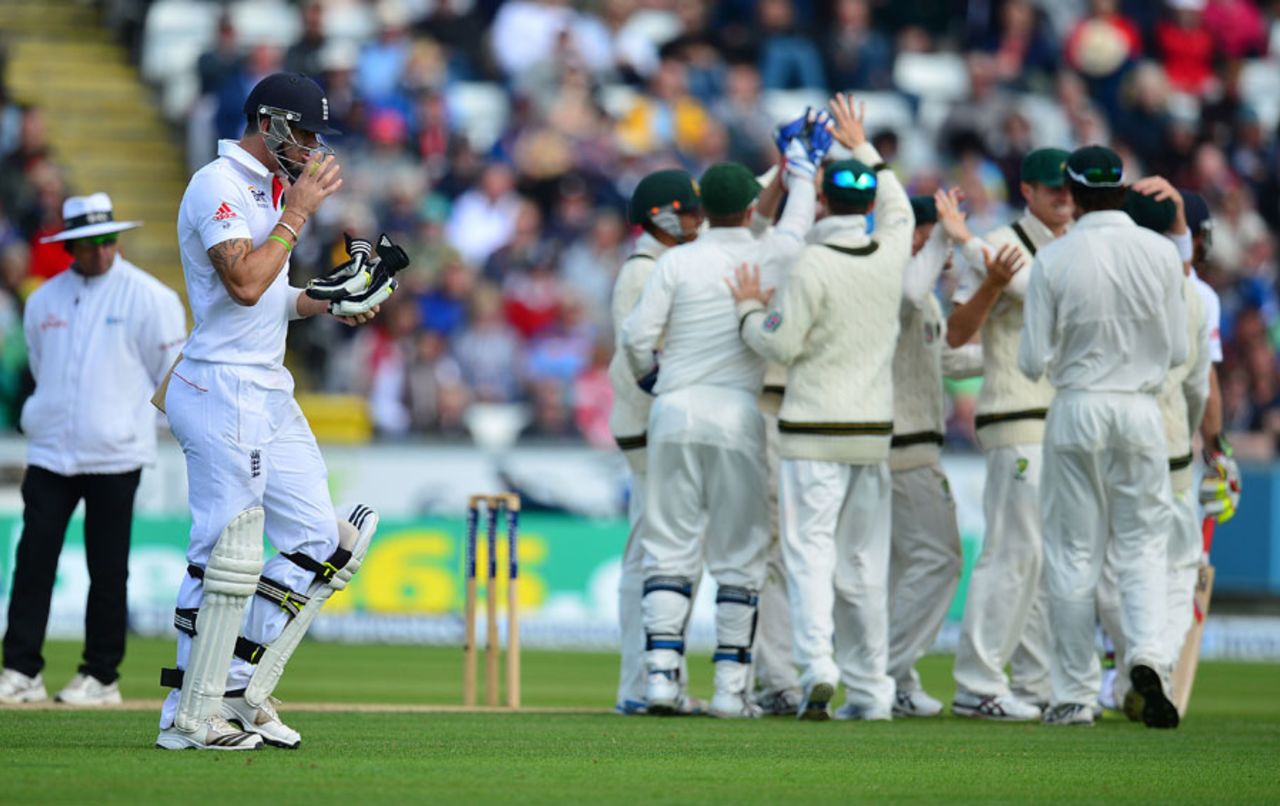 Kevin Pietersen was snared by Nathan Lyon for the second time in the match, England v Australia, 4th Investec Ashes Test, 3rd day, Chester-le-Street, August 11, 2013