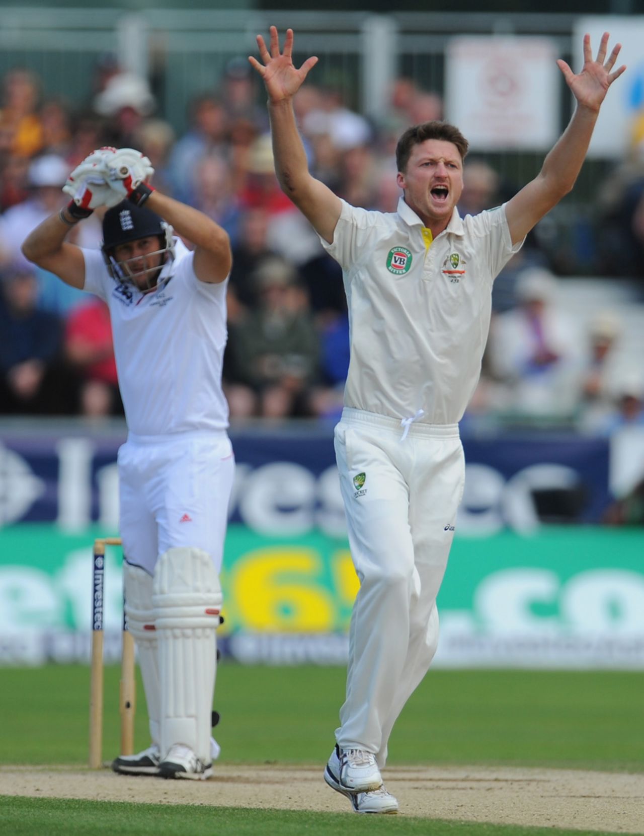 Jackson Bird appeals unsuccessfully for lbw against Tim Bresnan, England v Australia, 4th Investec Ashes Test, 4th day, Chester-le-Street, August 12, 2013
