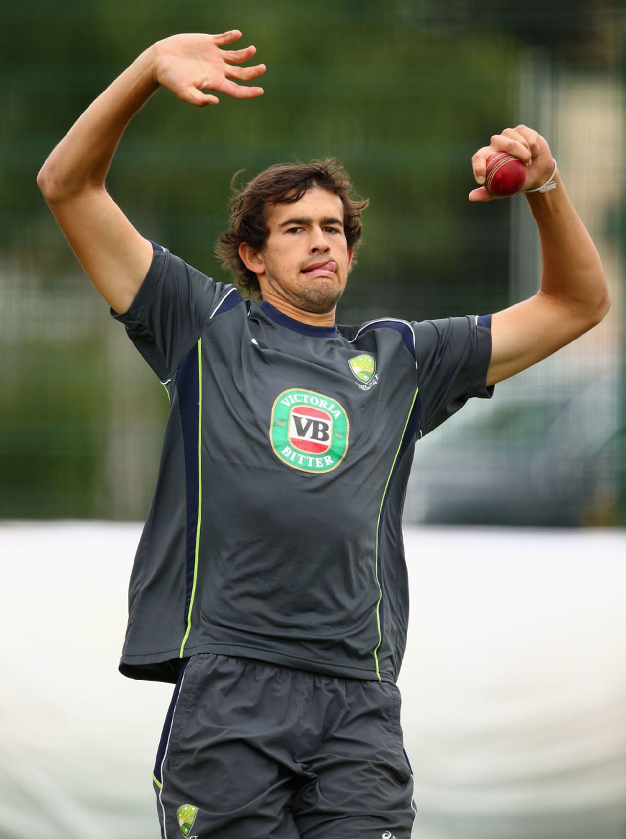 Ashton Agar bowls in the nets ahead of the tour game against England Lions, County Ground, Northampton, August 15, 2013