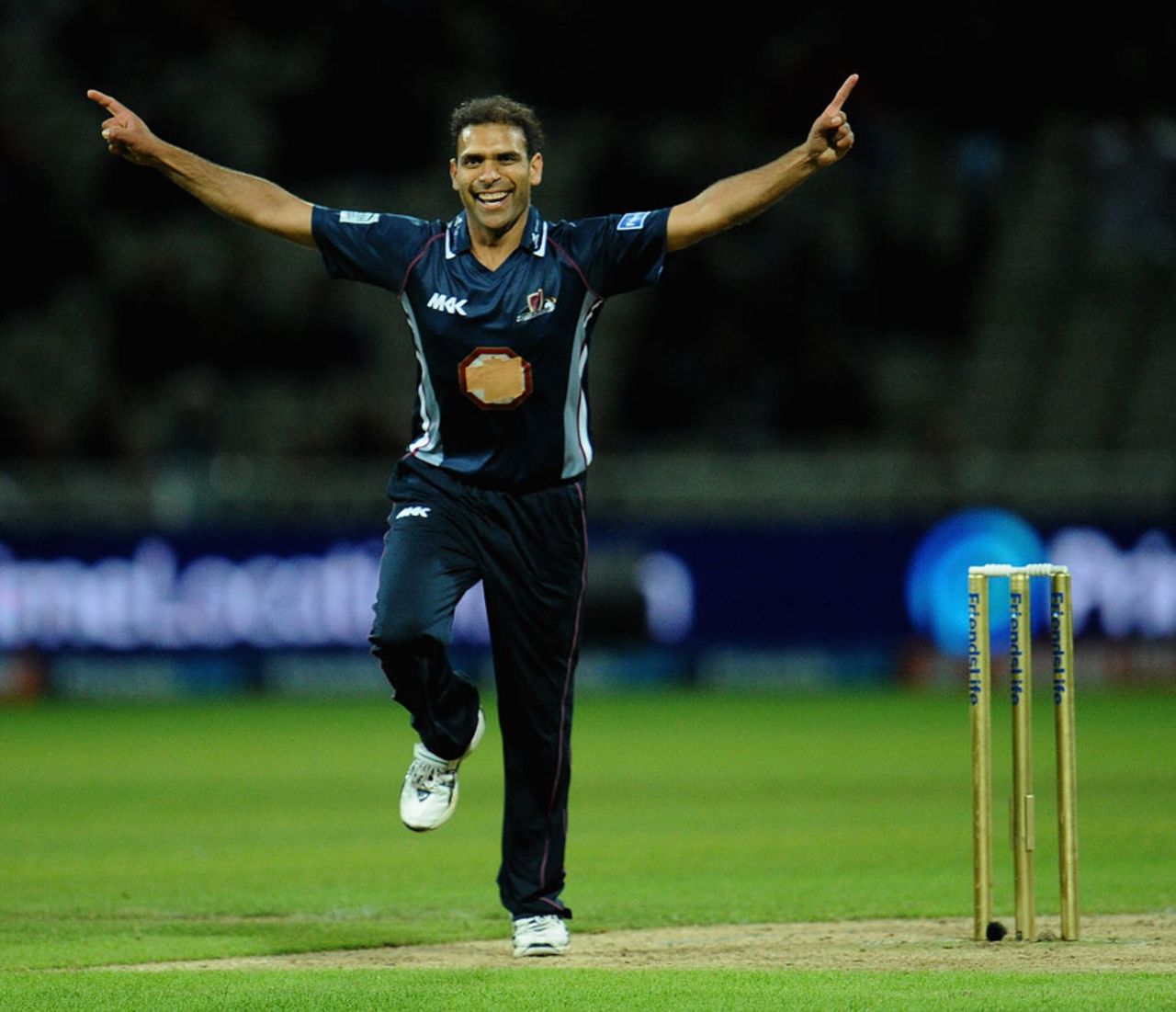 Azharullah celebrates the wicket of Azhar Mahmood, Northamptonshire v Surrey, FLt20 final, Edgbaston, August 17, 2013