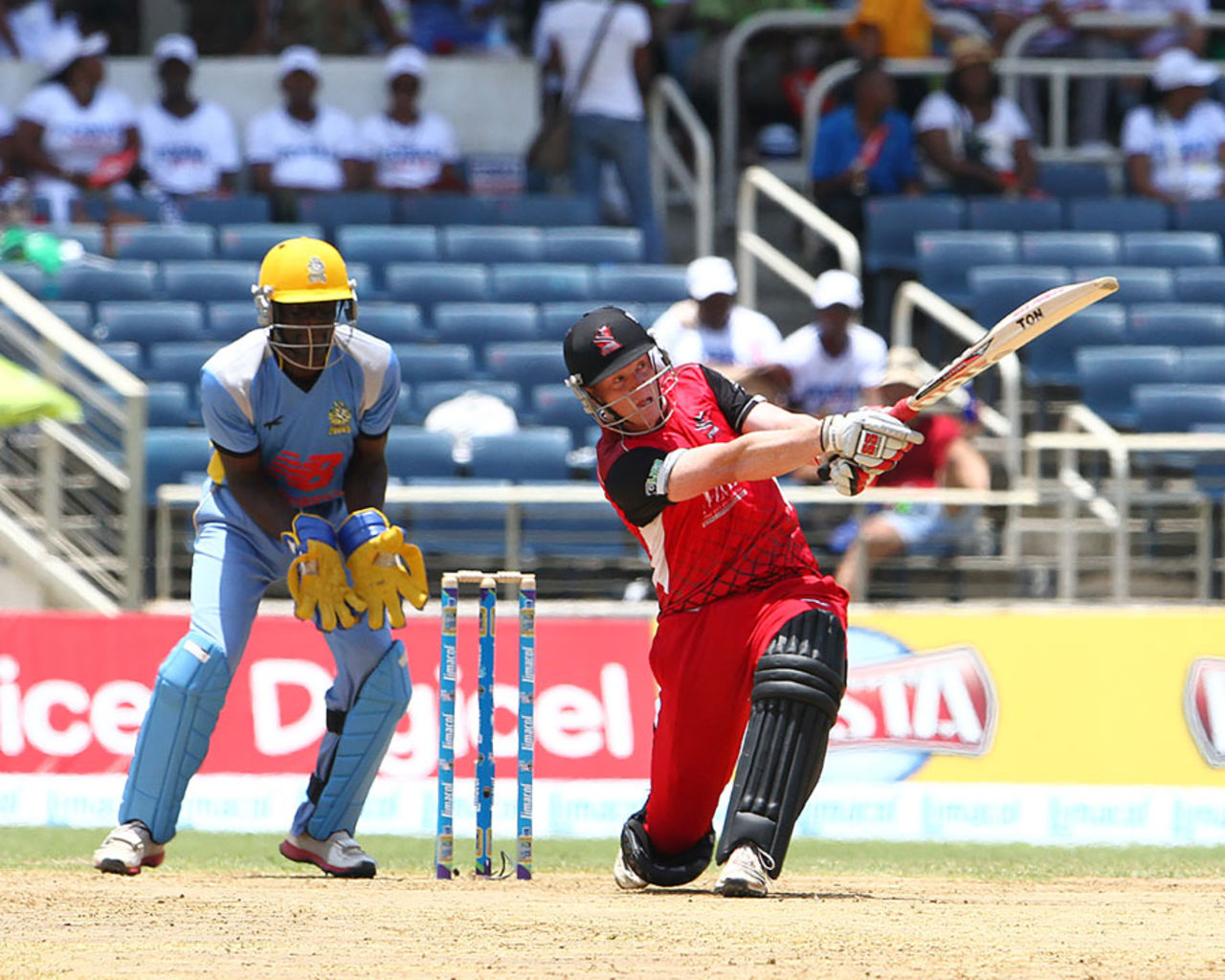 Kevin O'Brien slog sweeps into the leg side, Trinidad & Tobago Red Steel v St Lucia Zouks, Caribbean Premier League 2013, Jamaica, August 17, 2013