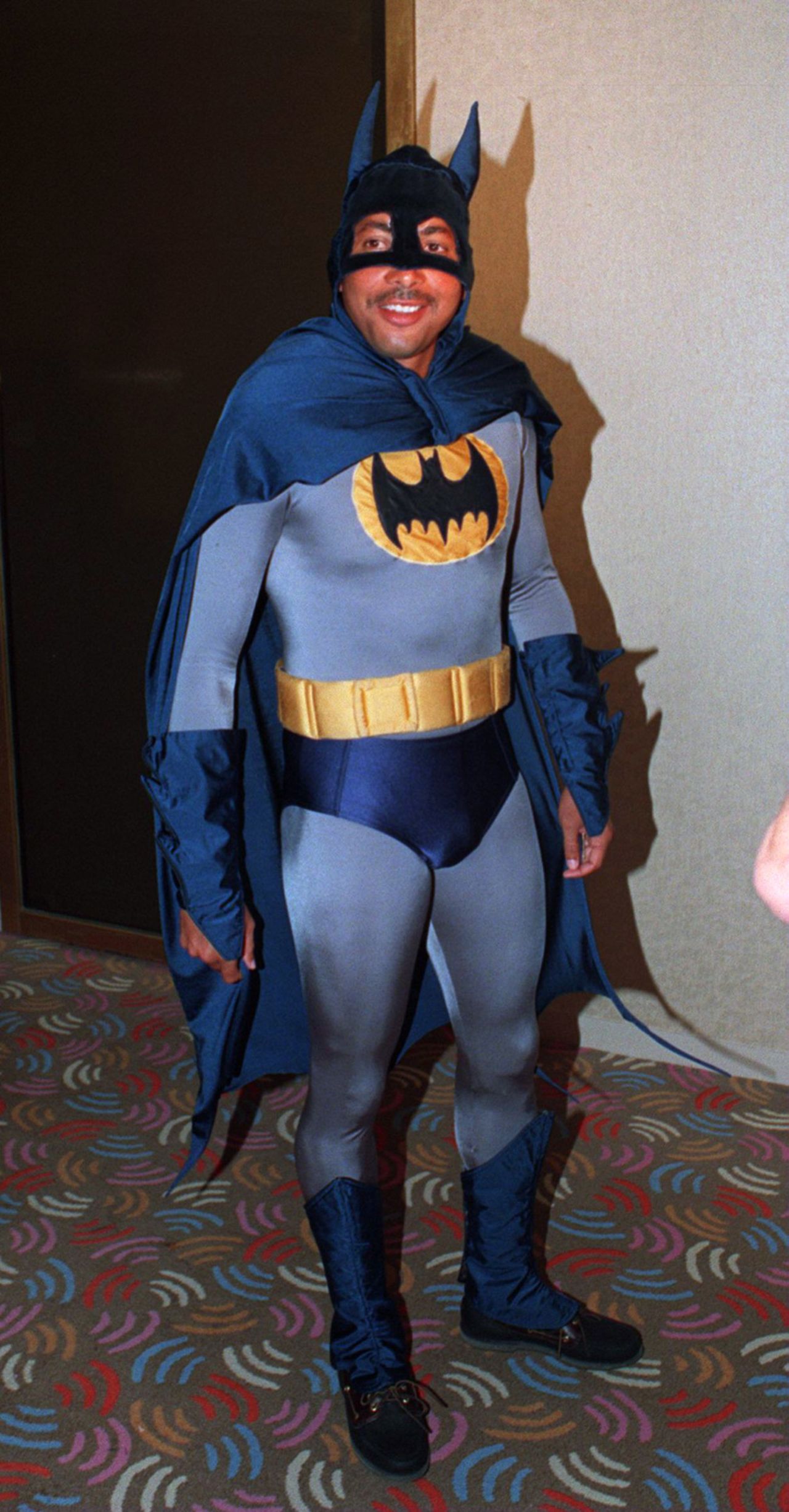 Phil DeFreitas dresses up as Batman for the Christmas party, Melbourne, December 25, 1994