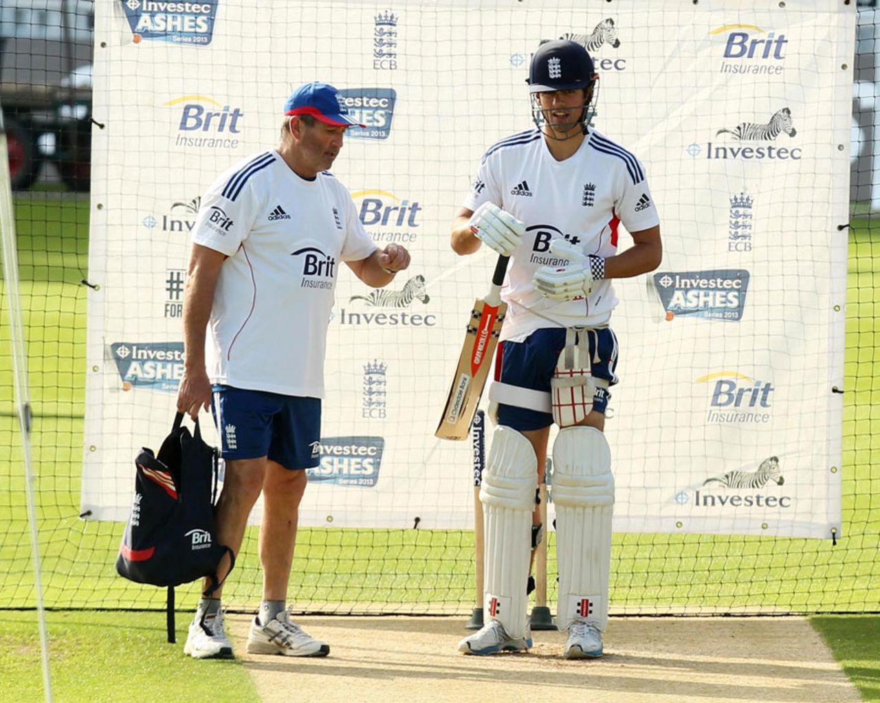 Graham Gooch chats with Alastair Cook in the nets, England v Australia, 5th Investec Test, The Oval, August 20, 2013