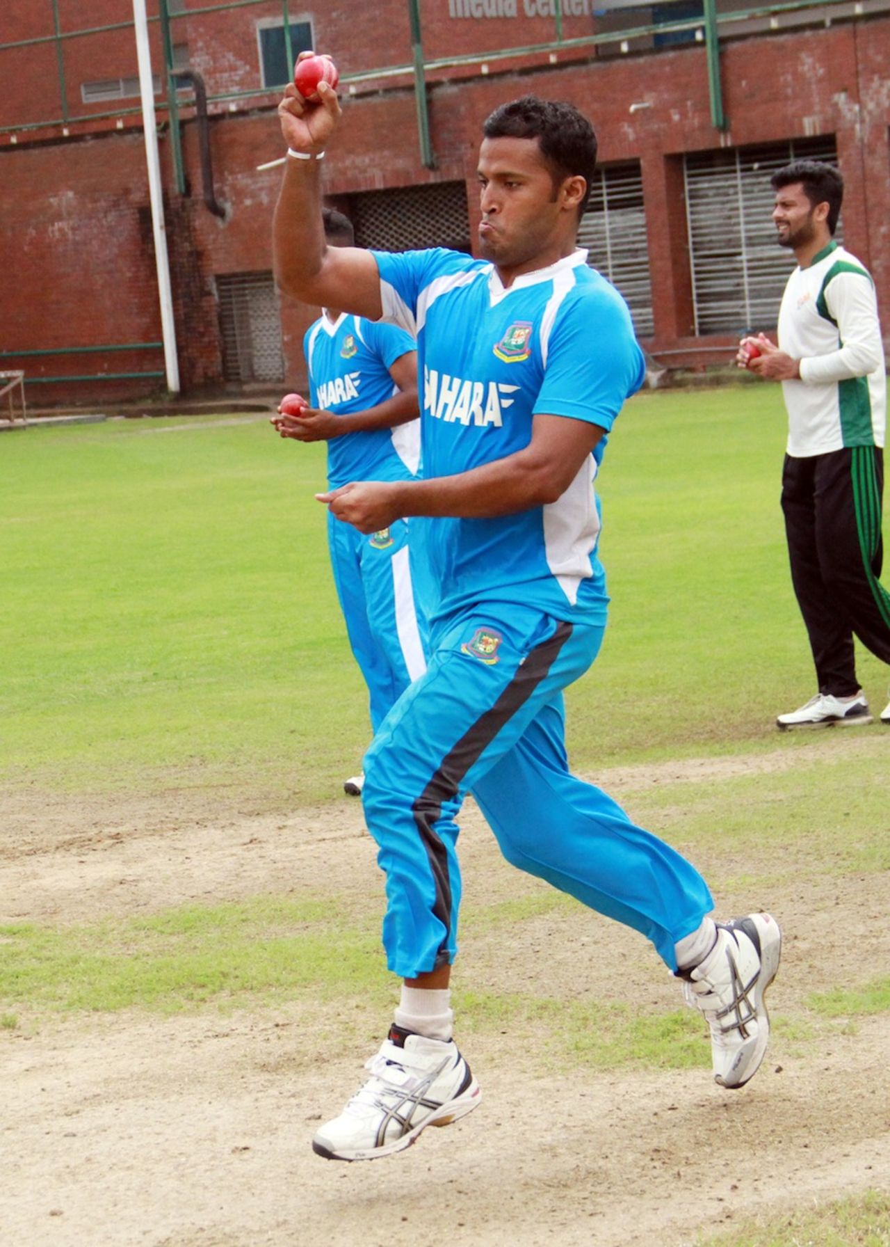Nazmul Hossain bowls in the nets, Mirpur, August 21, 2013