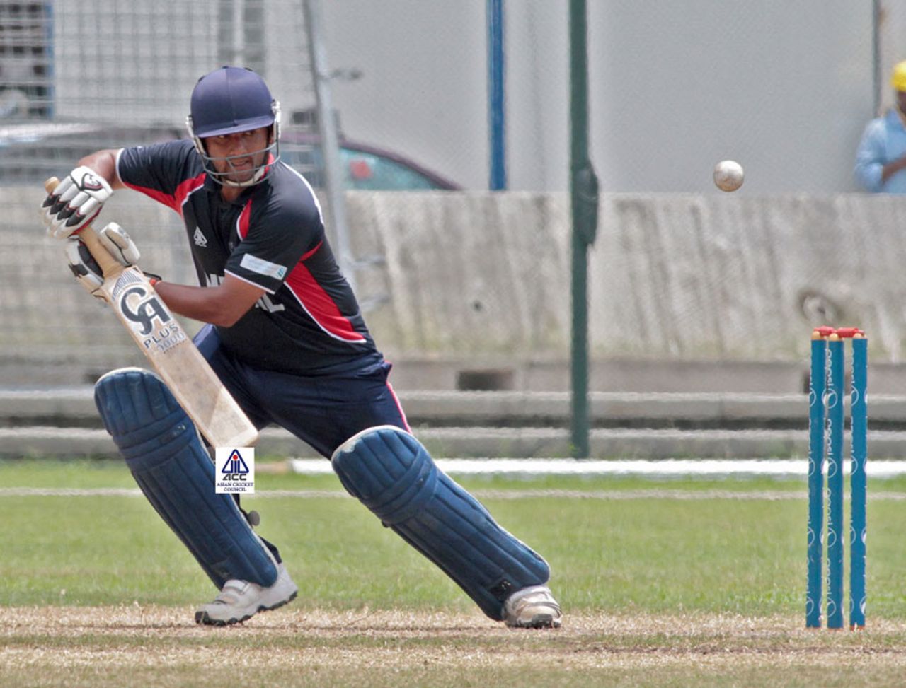 Basant Regmi steers it to the off side, Nepal v Pakistan Under-23, Group A, Asian Cricket Council Emerging Teams Cup, Singapore, August 21, 2013