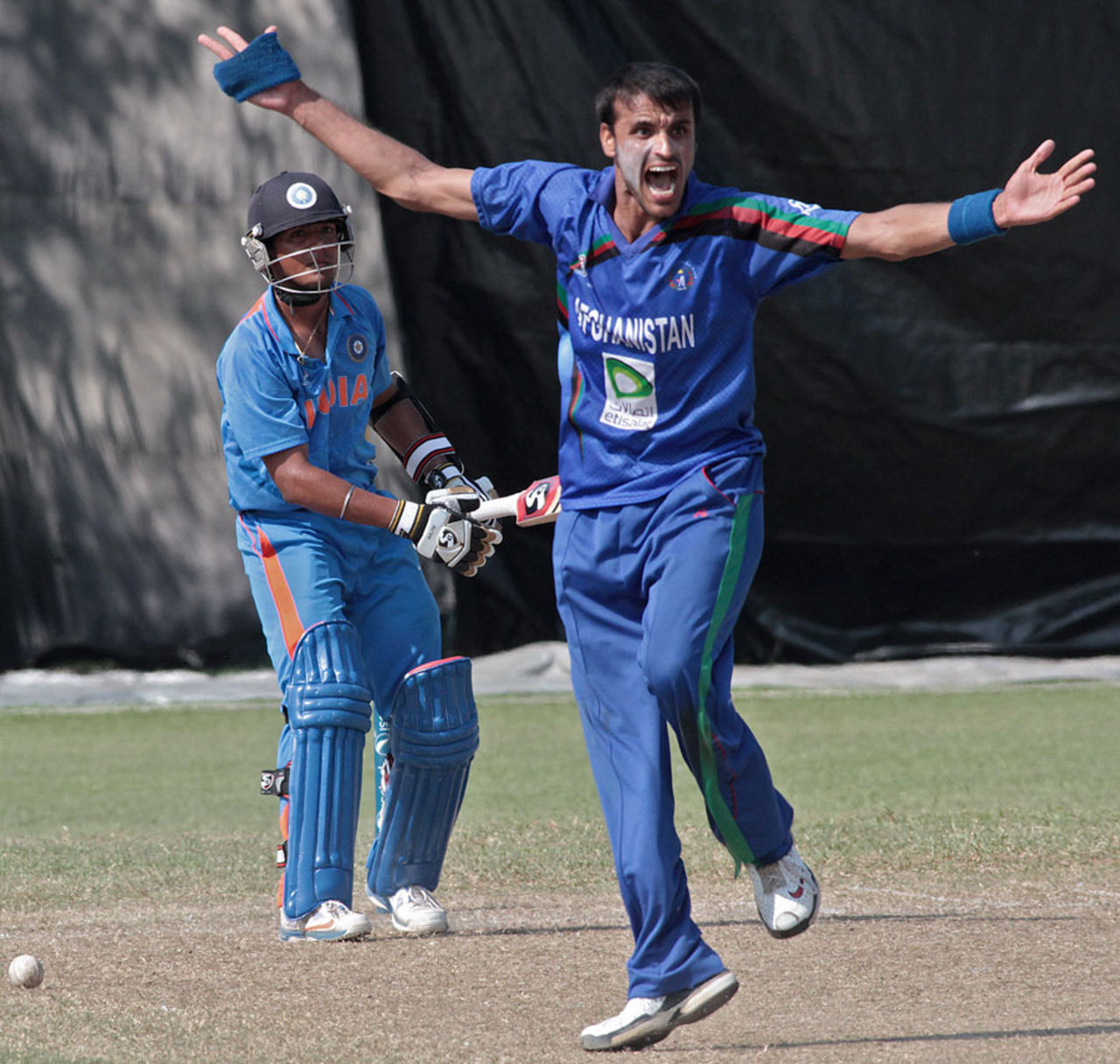 Izatullah Dawlatzai appeals for the wicket of Sandeep Sharma, Afghanistan v India Under-23s, Group A, Asian Cricket Council Emerging Teams Cup, Singapore, August 22, 2013