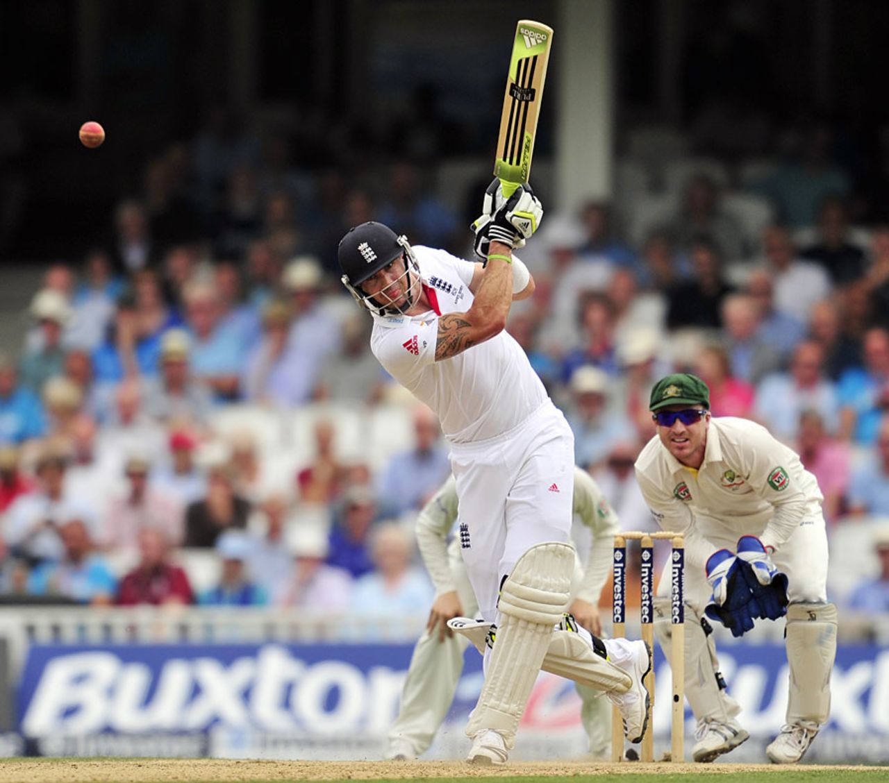 A rare moment of aggression from an England batsman, England v Australia, 5th Investec Test, The Oval, 3rd day, August 23, 2013