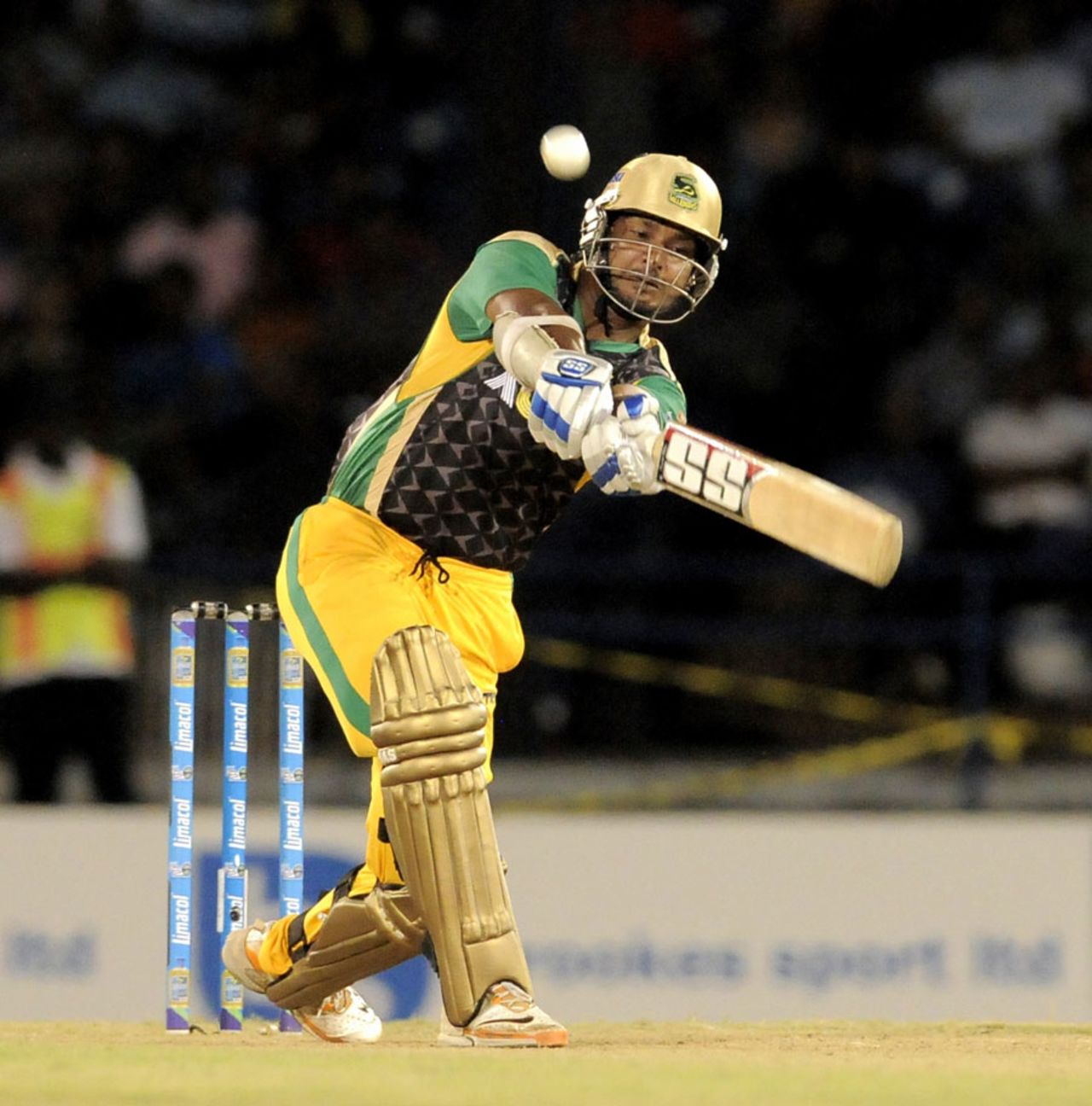 Kumar Sangakkara anchored the Jamaica innings with an unbeaten fifty, Jamaica Tallawahs v Barbados Tridents, Caribbean Premier League 2013, semi-final, Port-of-Spain, August 23, 2013