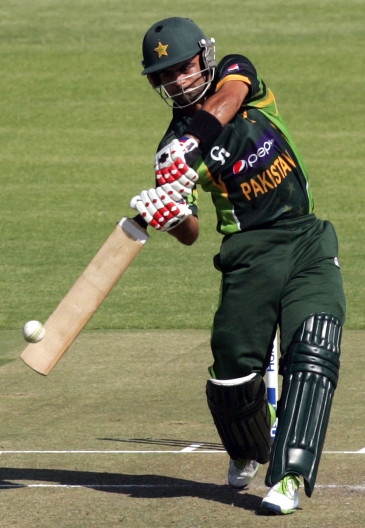 Ahmed Shehzad sets up to hit the ball over the top, Zimbabwe v Pakistan, 2nd T20I, Harare, August 24, 2013