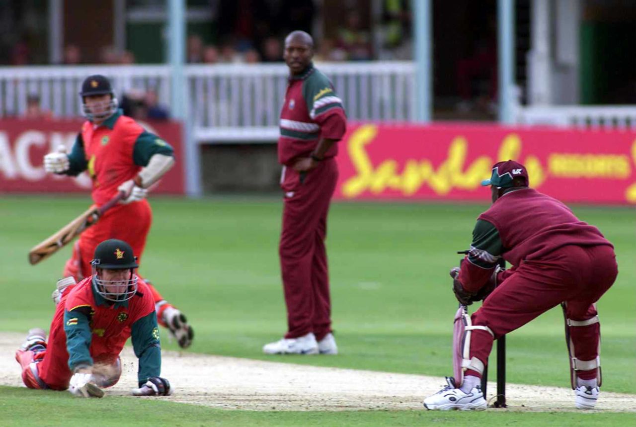 Neil Johnson was run out after adding 89 for the first wicket, West Indies v Zimbabwe, NatWest Series, Canterbury, July 11, 2000