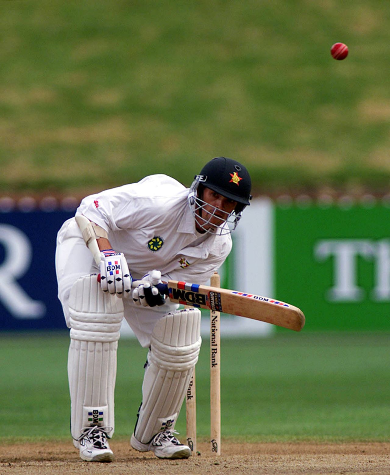 Gavin Rennie ducks under a bouncer, New Zealand v Zimbabwe, Only Test, Wellington, 3rd day, December 28, 2000