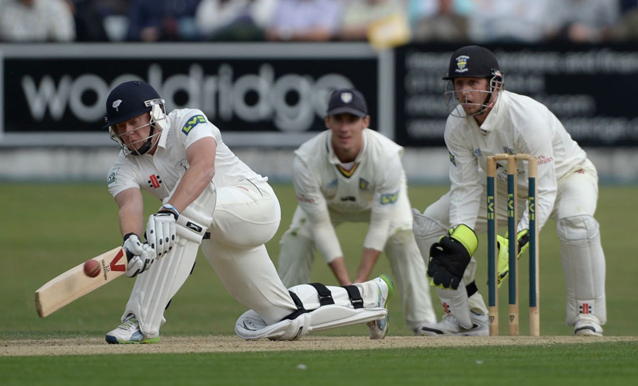 Jonny Bairstow sweeps on his return for Yorkshire, Yorkshire v Durham, County Championship, Division One, Scarborough, 2nd day, August 29, 2013