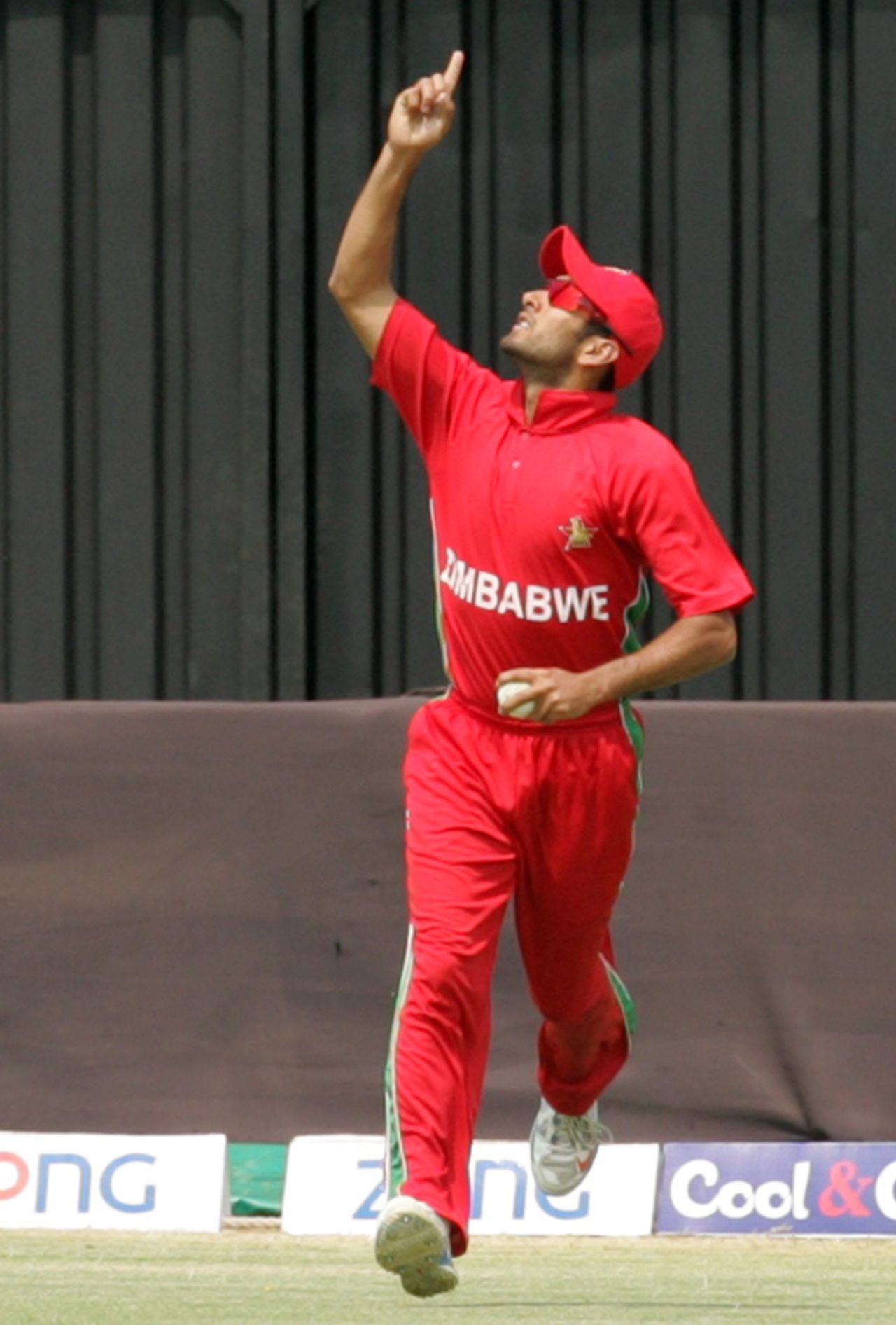 Sikandar Raza celebrates after taking a catch, Zimbabwe v Pakistan, 3rd ODI, Harare, August 31, 2013