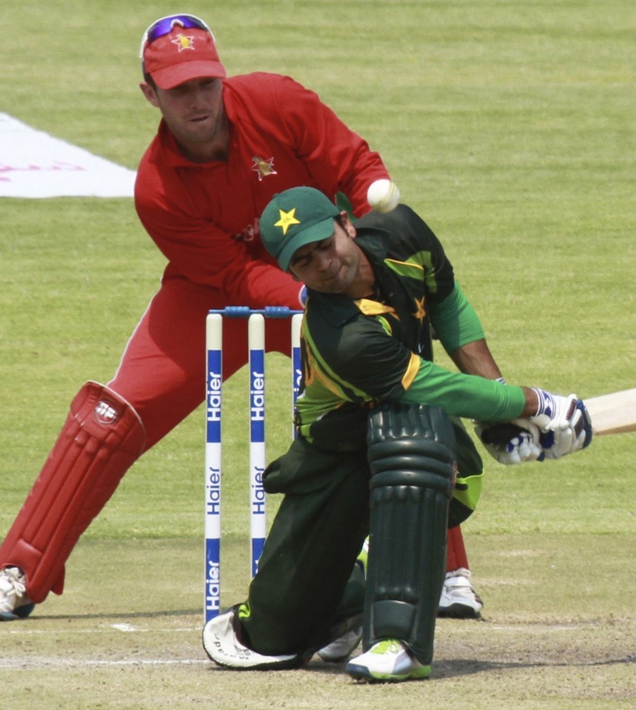 Ahmed Shehzad fails to connect bat with ball, Zimbabwe v Pakistan, 3rd ODI, Harare, August 31, 2013