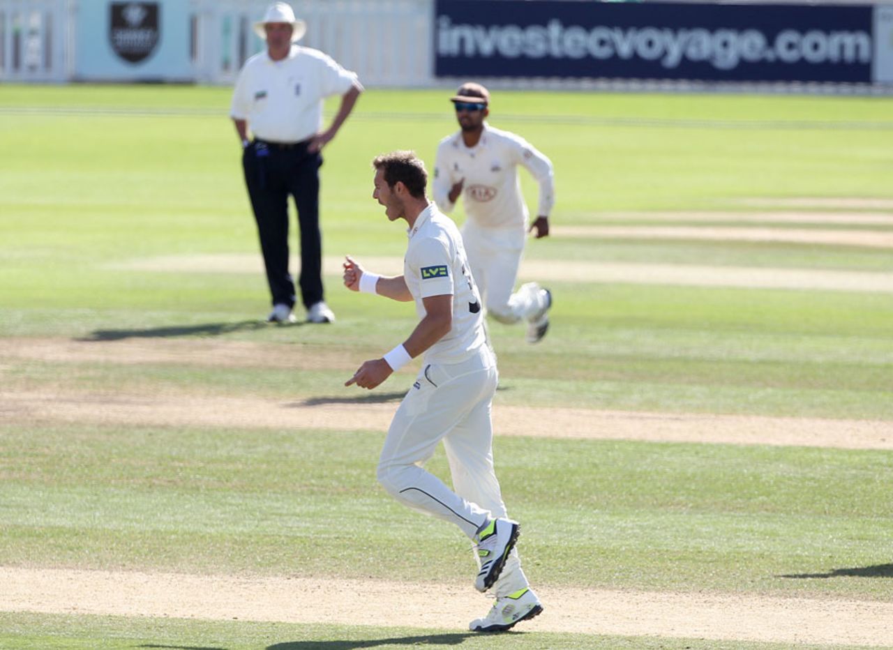 Chris Tremlett celebrates a wicket, Surrey v Derbyshire, County Championship, Division One, The Oval, 3rd day, August 31, 2013
