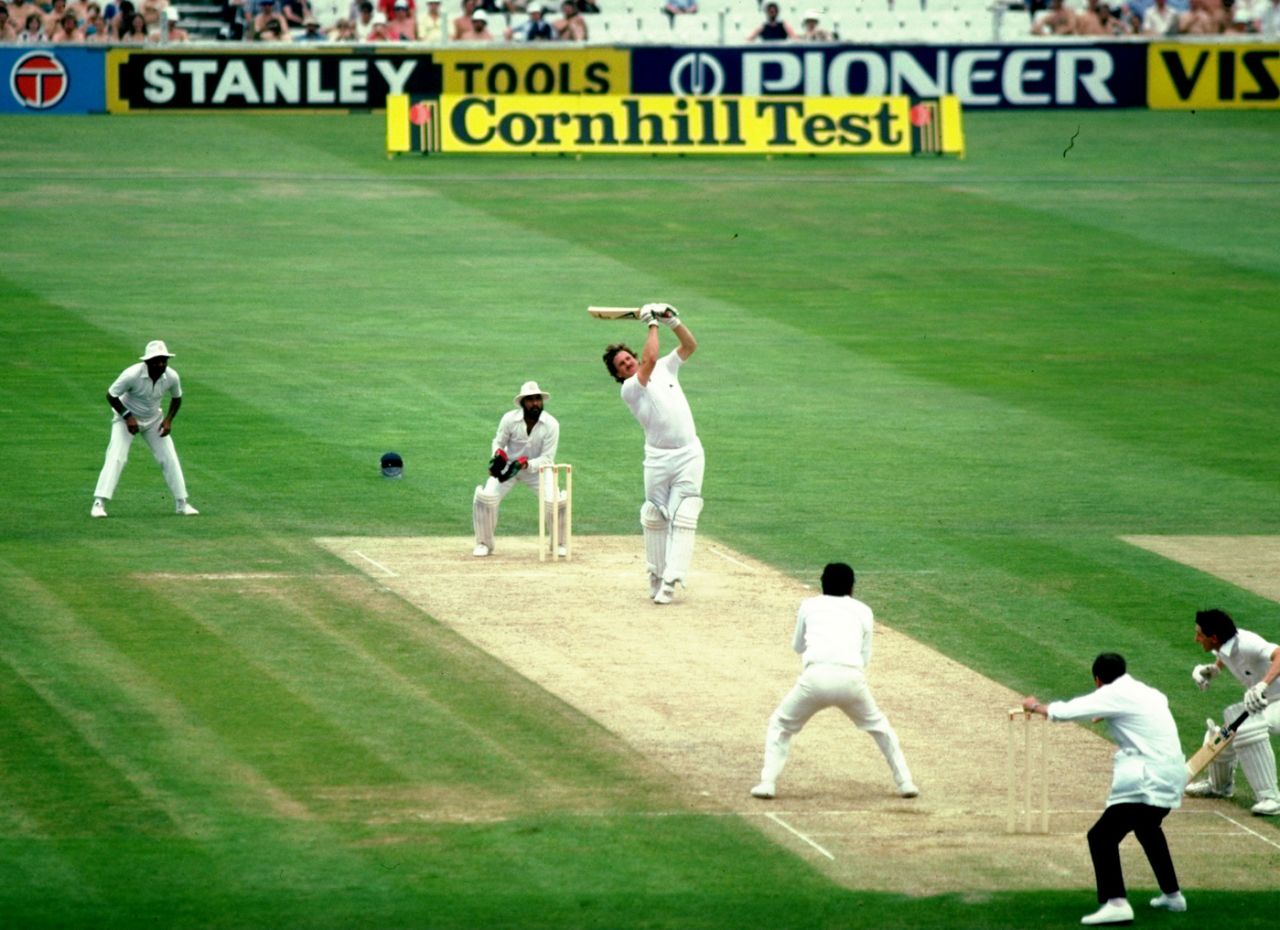 Ian Botham hits a six, England v India, 3rd Test, The Oval, July 9, 1982