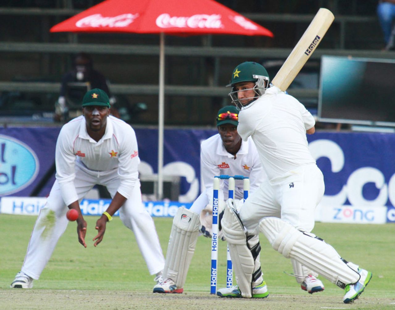 Saeed Ajmal gets into position to cut, Zimbabwe v Pakistan, 1st Test, Harare, 1st day, September 3, 2013