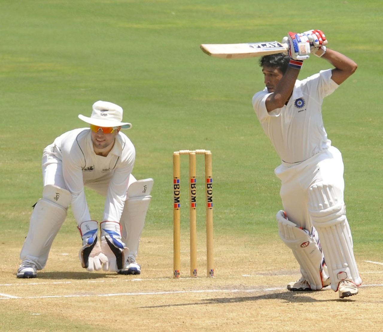 VA Jagadeesh guides one on the off side, India A v New Zealand A, 2nd unofficial Test, 3rd day, Visakhapatnam, September 4, 2013