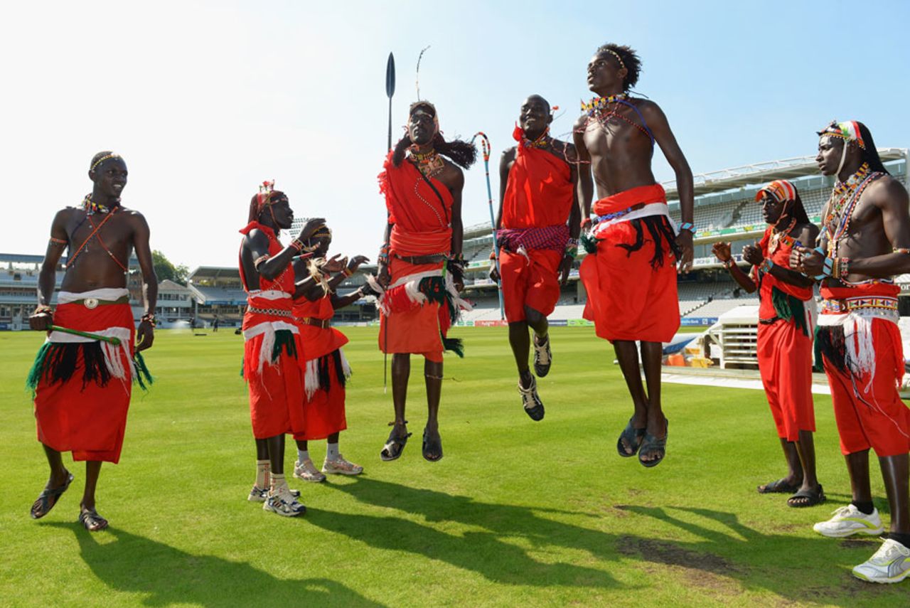 Maasai Warriors indulge in their famous dance, London, September 4, 2013