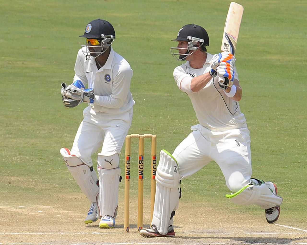Carl Cachopa cuts during his 76, India A v New Zealand A, 2nd unofficial Test, 4th day, Visakhapatnam, September 5, 2013