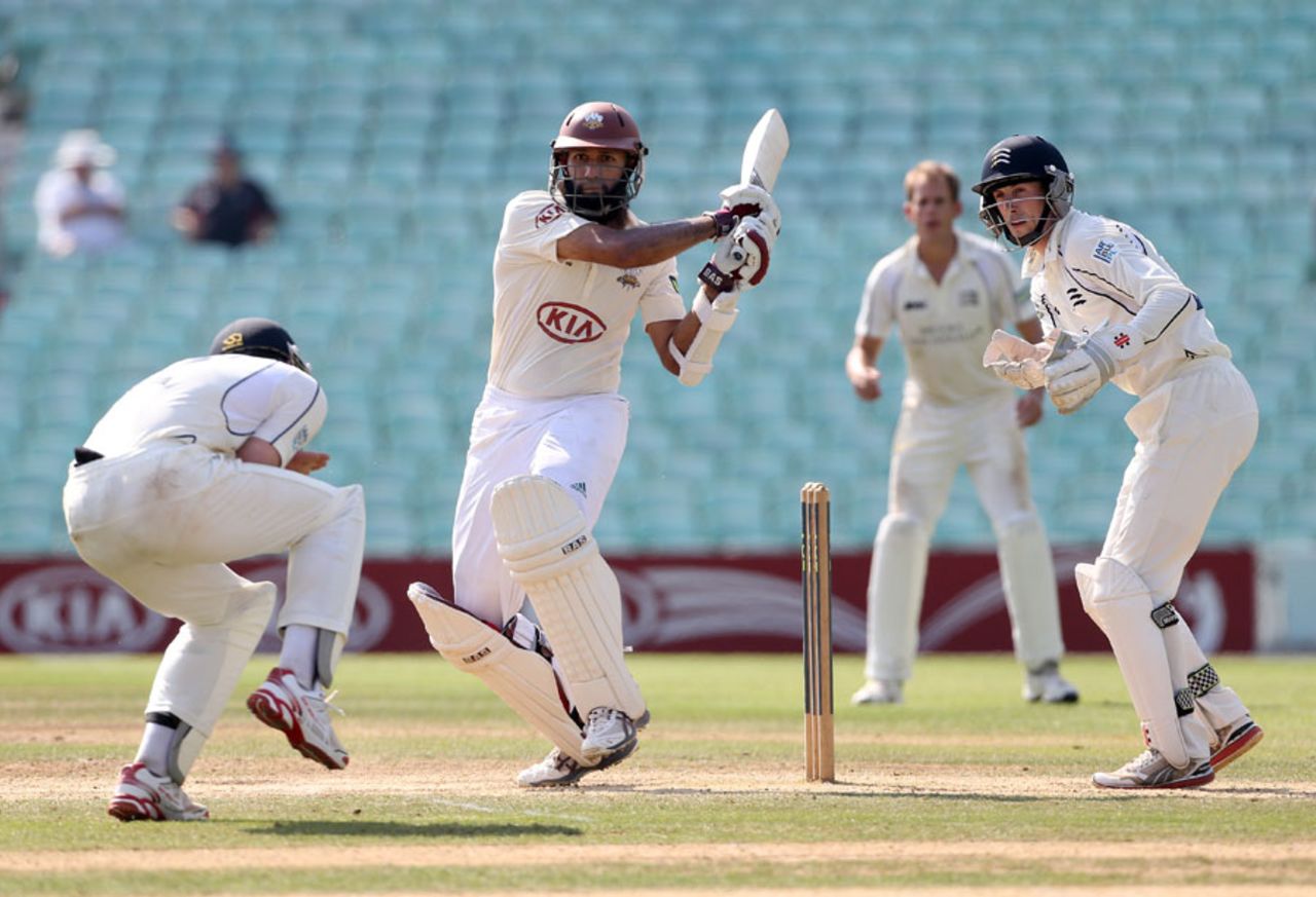 Hashim Amla pulls on his way to a half-century, Surrey v Middlesex, County Championship, Division One, The Oval, 3rd day, September, 5, 2013