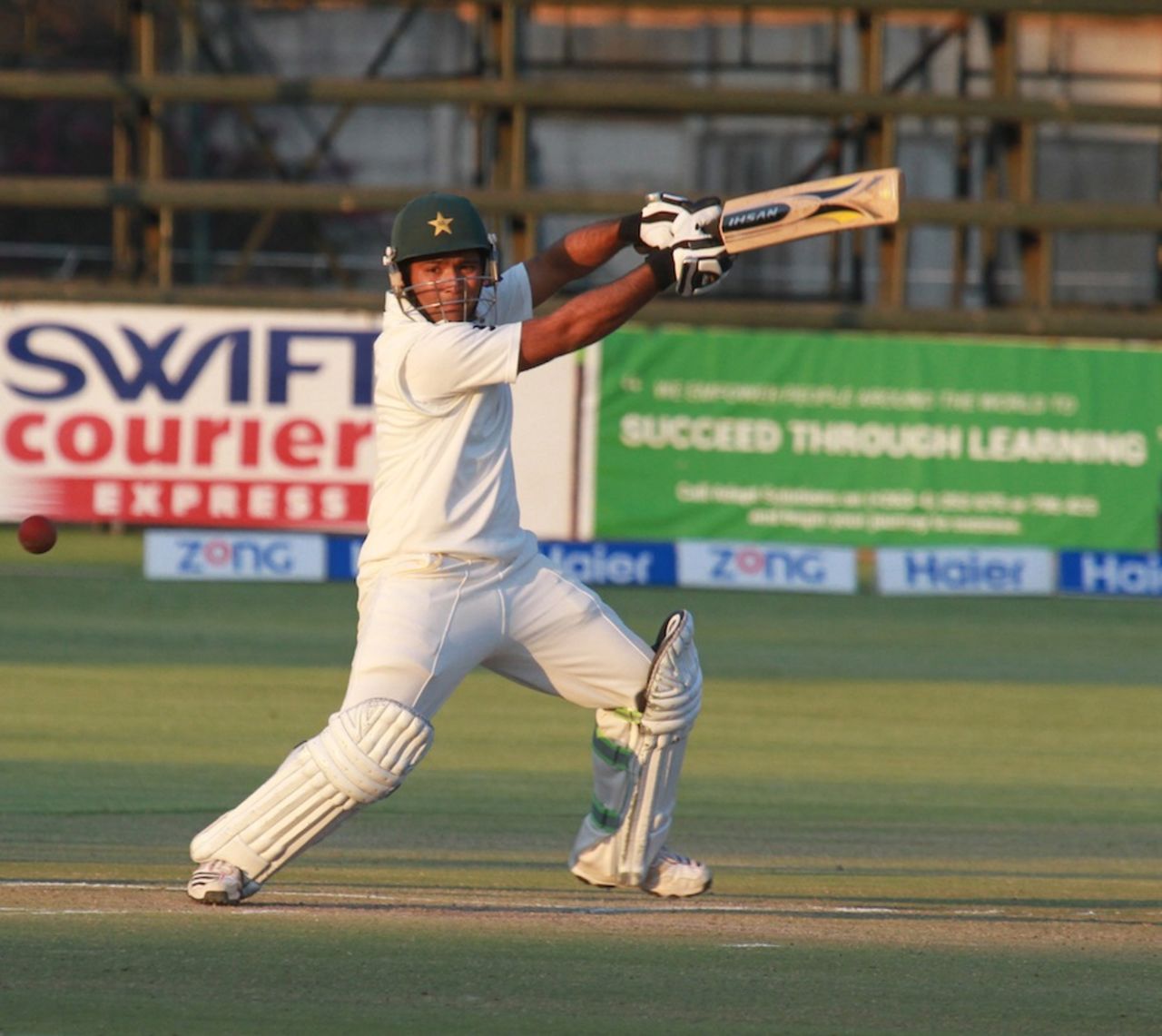 Asad Shafiq cuts the ball square, Zimbabwe v Pakistan, 1st Test, 3rd day, Harare, September 5, 2013