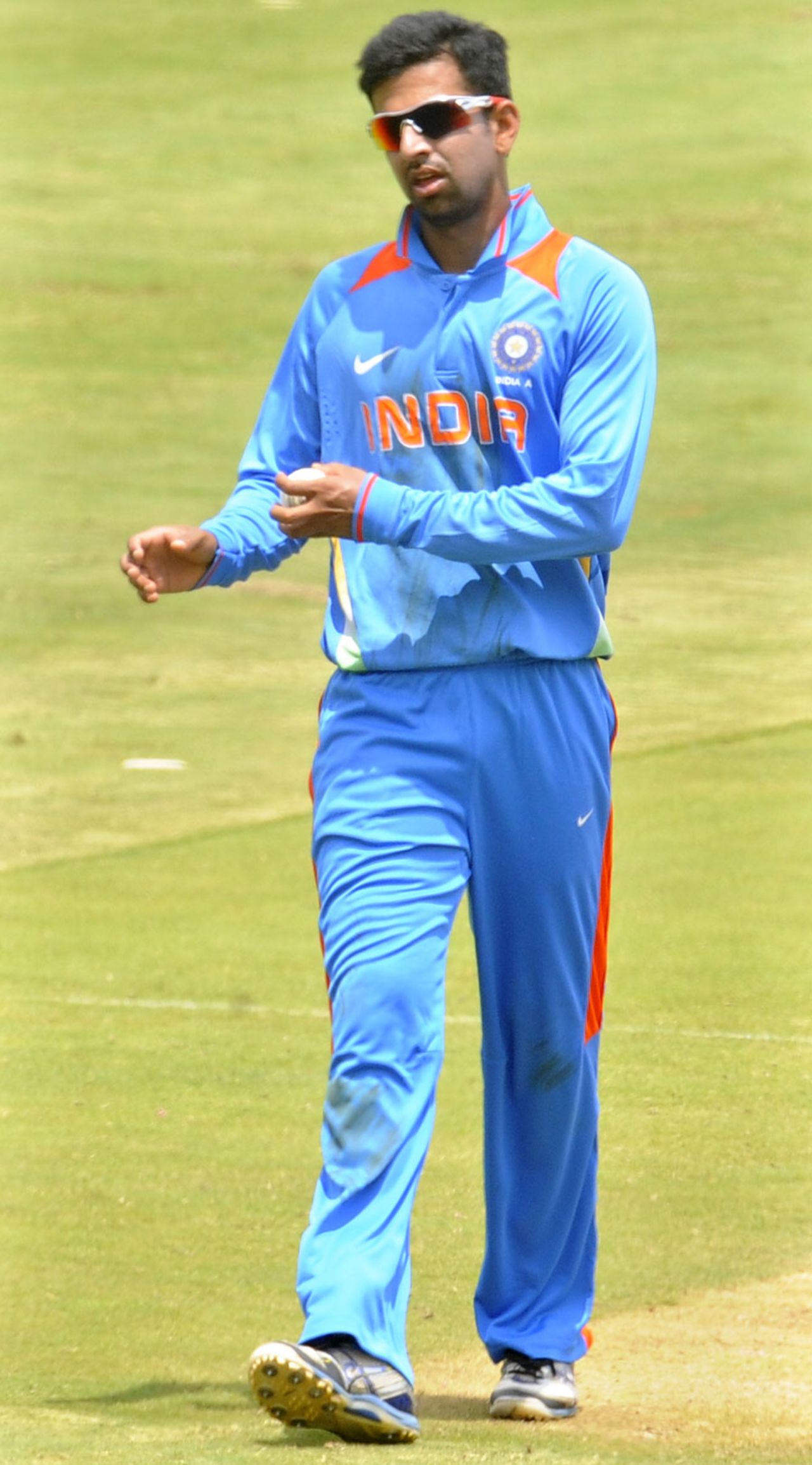 Ashok Menaria finished with 3 for 43, India A v New Zealand A, 1st unofficial ODI, Visakhapatnam, September 8, 2013