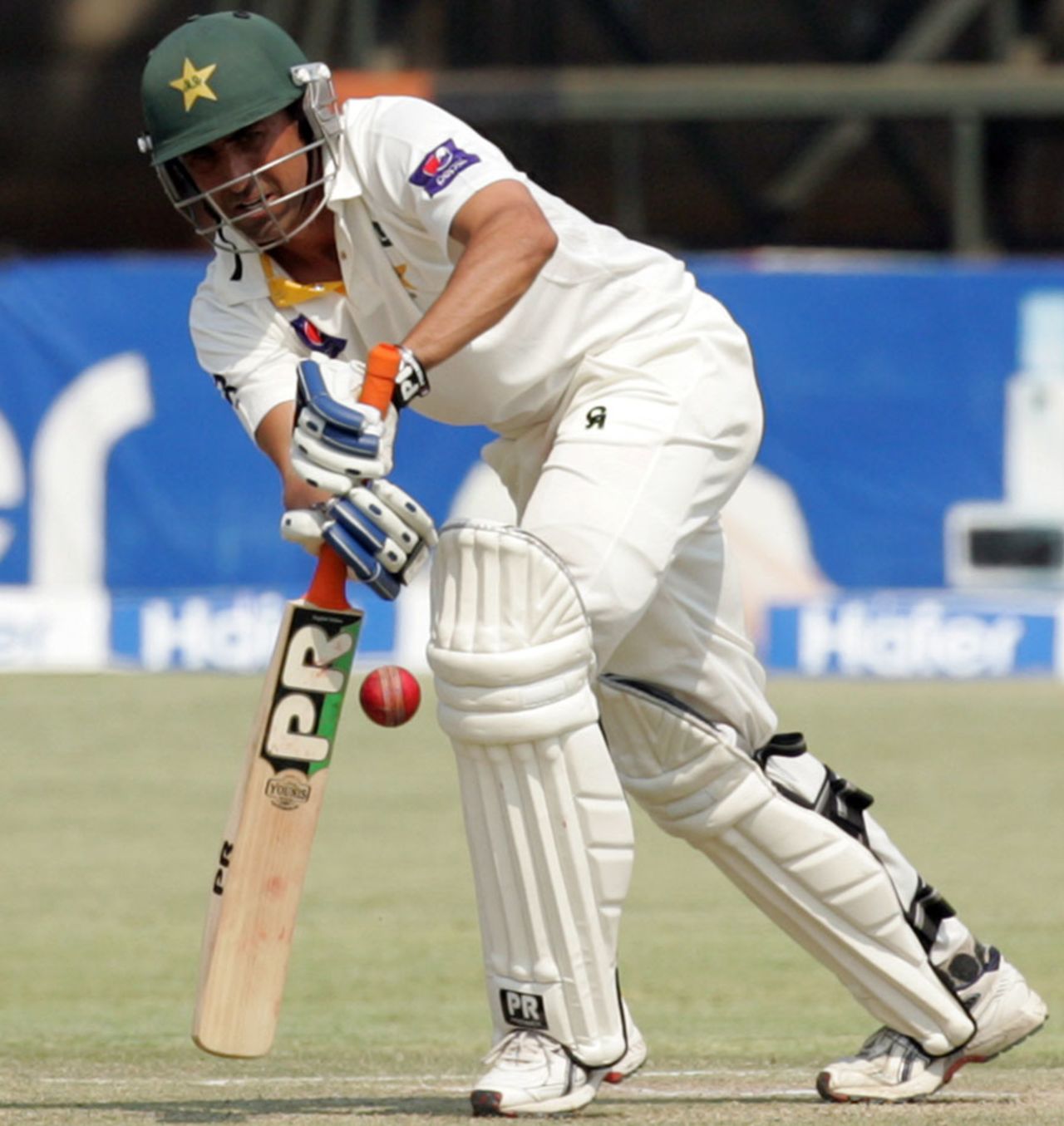 Younis Khan plays off the front foot, Zimbabwe v Pakistan, 2nd Test, Harare, 2nd day, September 11, 2013