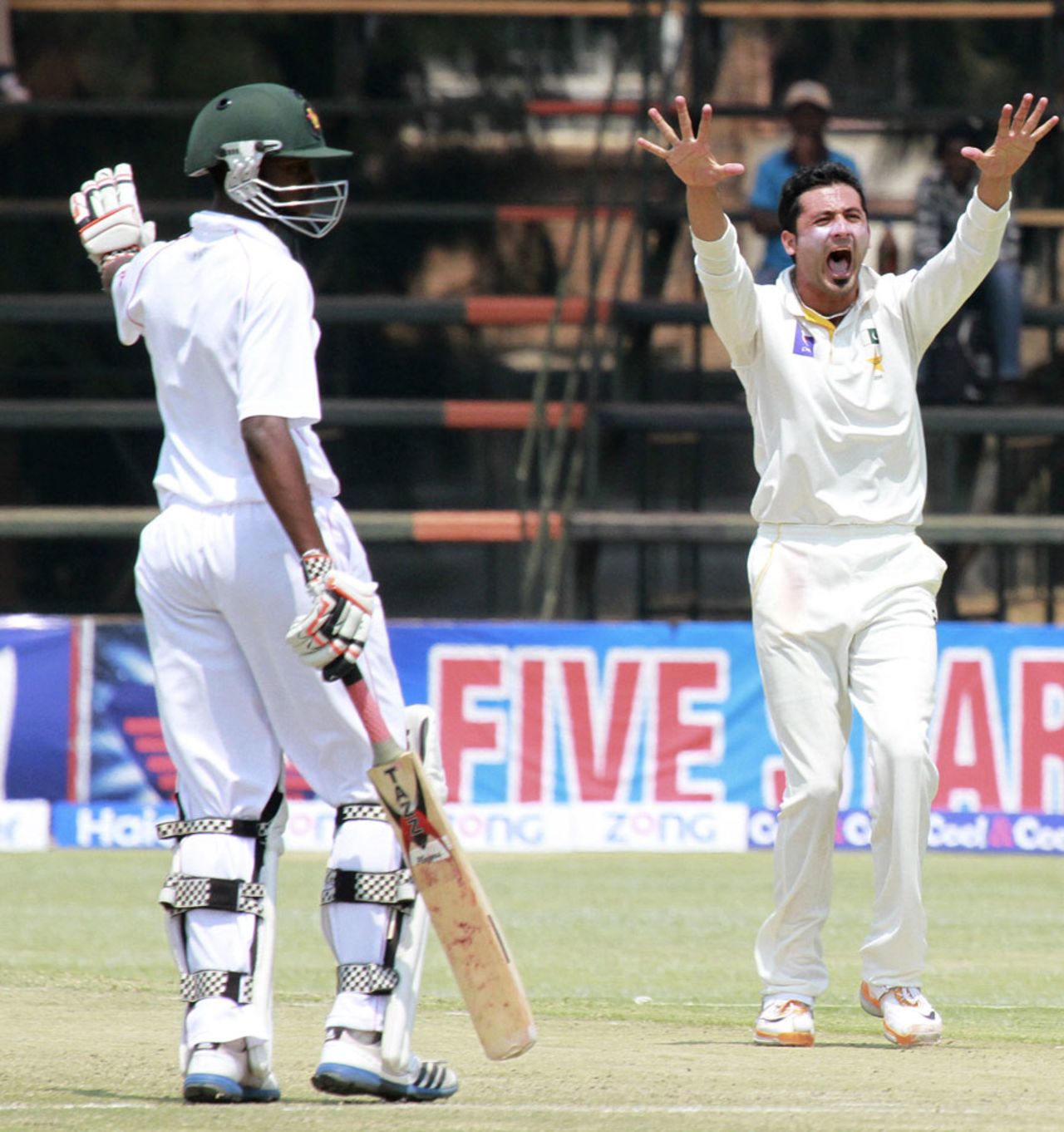 Junaid Khan appeals unsuccessfully for the wicket of Brendan Taylor, Zimbabwe v Pakistan, 2nd Test, Harare, 4th day, September 13, 2013