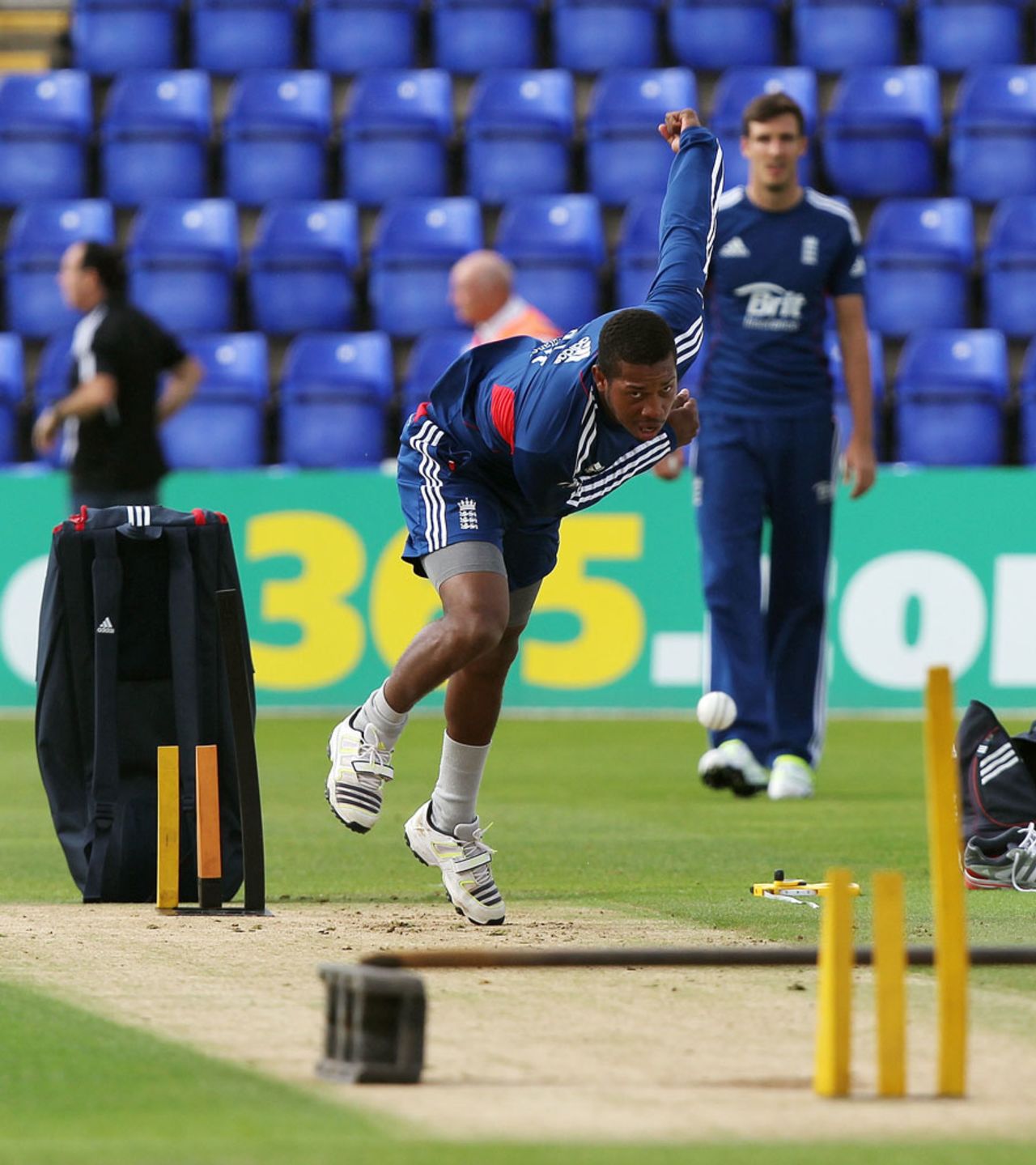 Chris Jordan bowls in practise hoping for an ODI debut, Cardiff, September, 13, 2013