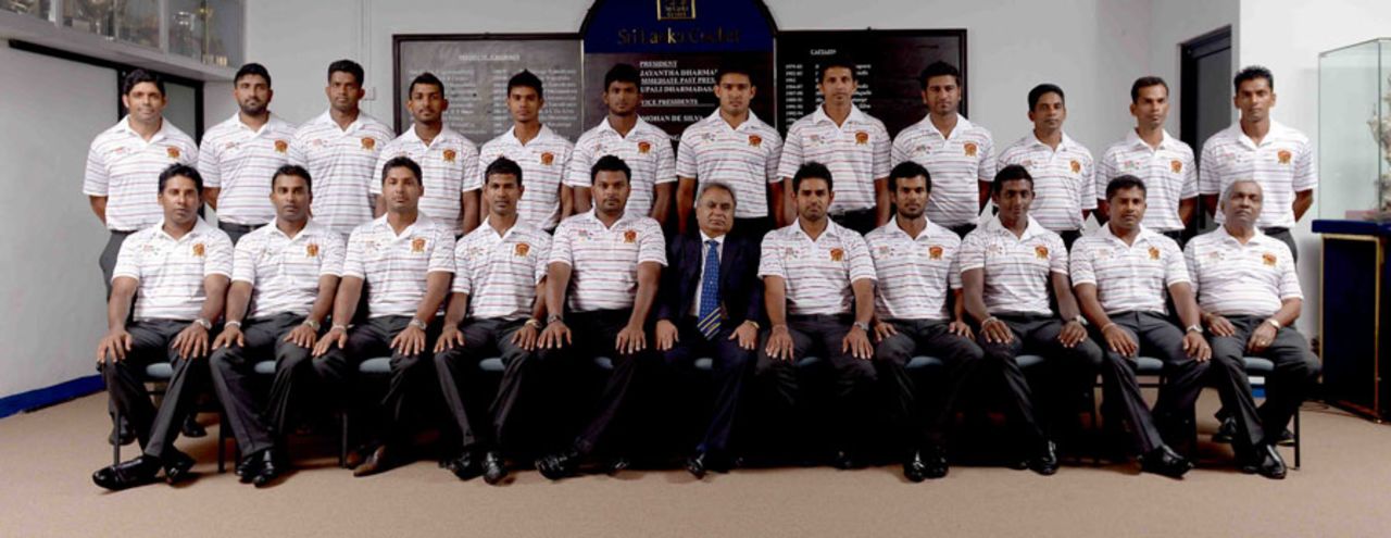 The Kandurata Maroons players line up for a team photograph, Colombo, September 14, 2013