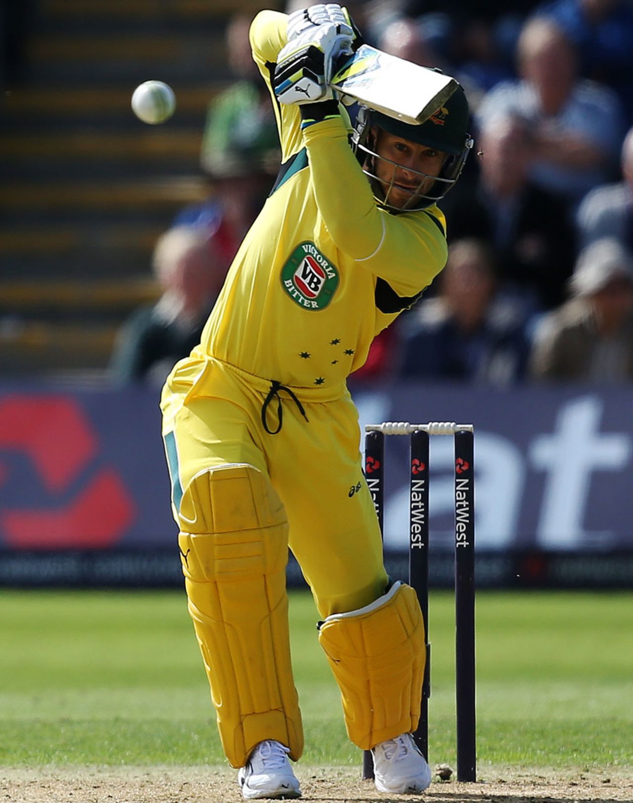 Matthew Wade drives down the ground in a useful 36, England v Australia, 4th NatWest ODI, Cardiff, September, 14, 2013