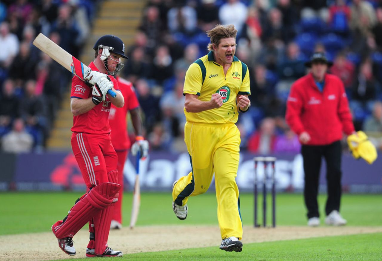 Shane Watson made the important breakthrough, England v Australia, 4th NatWest ODI, Cardiff, September, 14, 2013