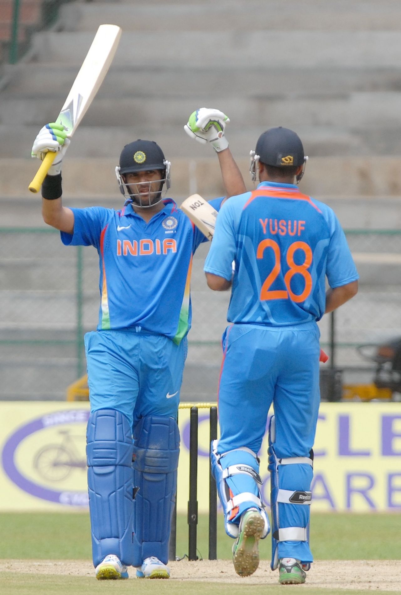 Yuvraj Singh struck eight fours and seven sixes, India A v West Indies A, 1st unofficial ODI, Bangalore, September 15, 2013