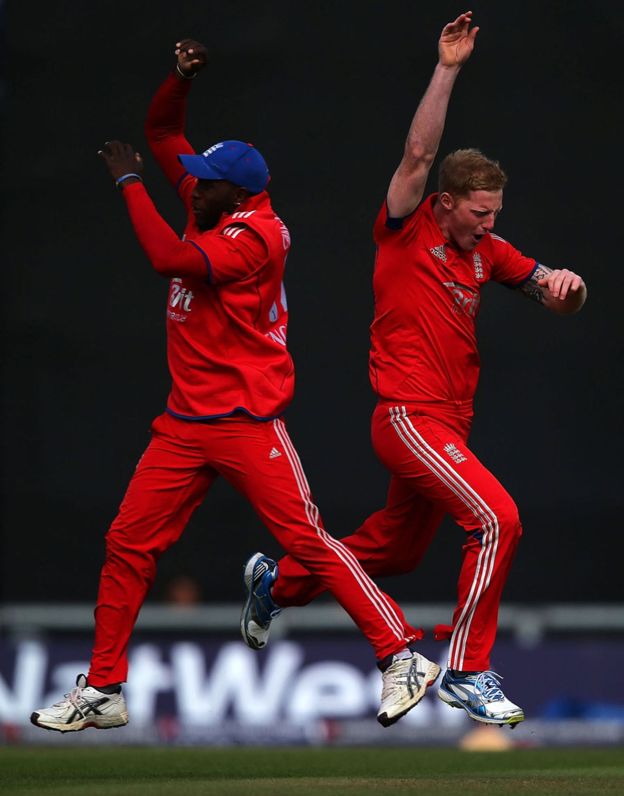 Ben Stokes celebrates his second strike in two balls, England v Australia, 5th Natwest ODI, Ageas Bowl, September, 14, 2013