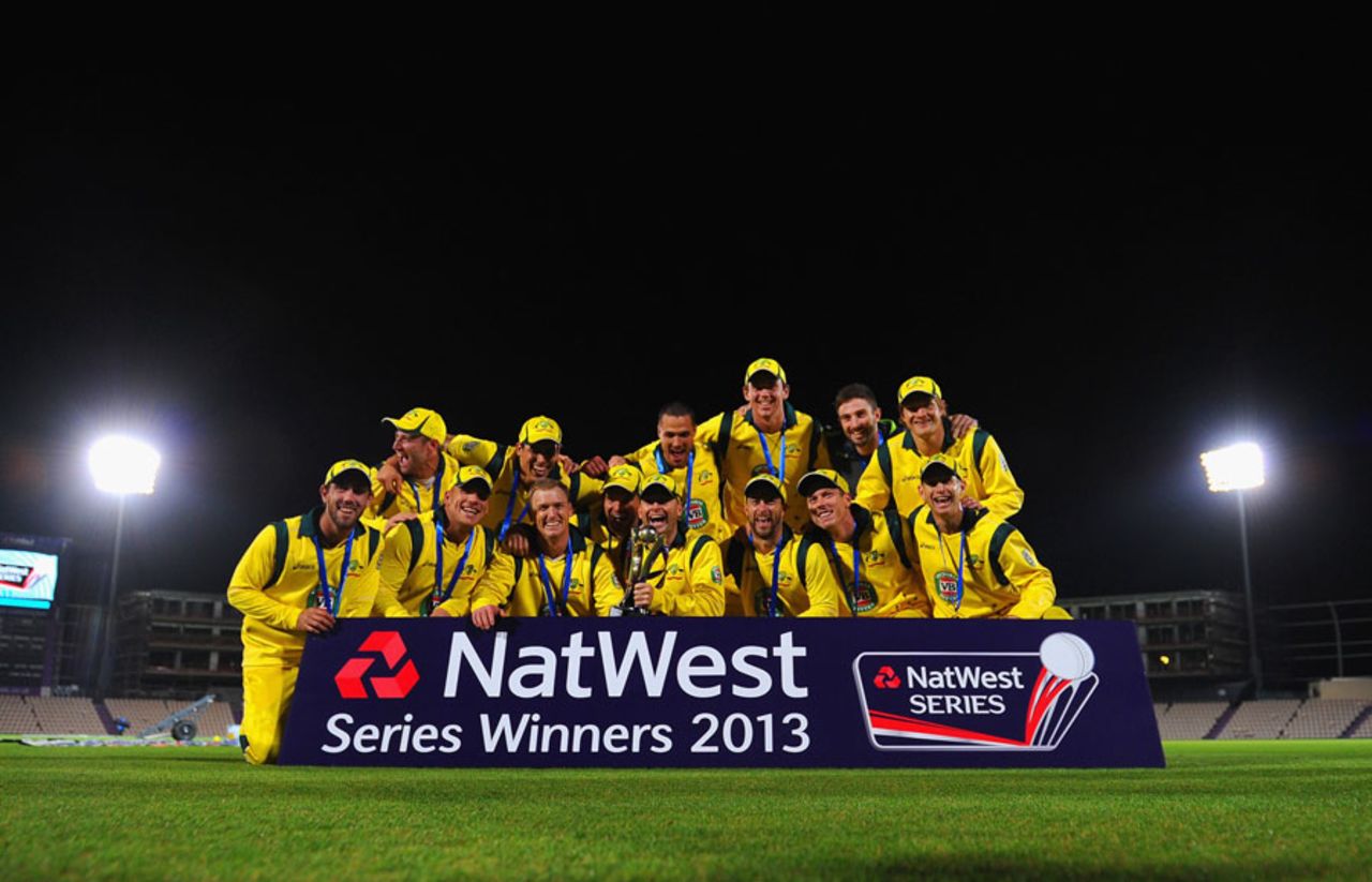 Australia celebrate with the NatWest series trophy, England v Australia, 5th Natwest ODI, Ageas Bowl, September 14, 2013