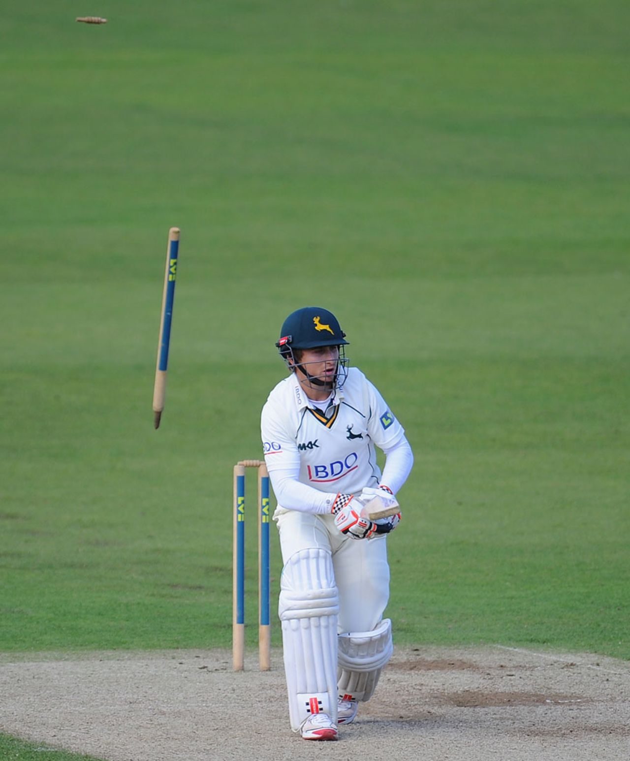 James Taylor was cleaned up by Chris Rushworth, Durham v Nottinghamshire, County Championship, Division One, Chester-le-Street, September 18, 2013