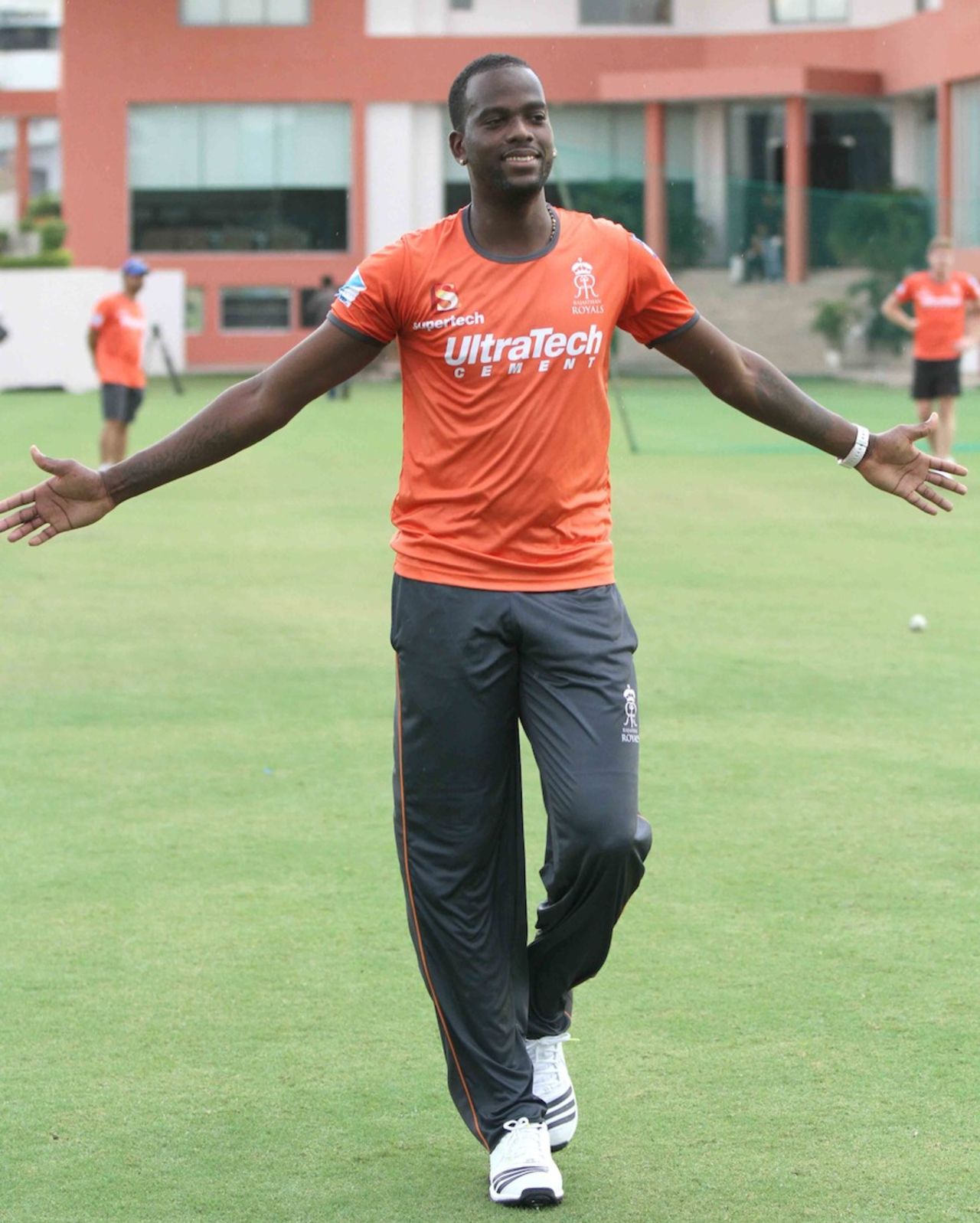 Kevon Cooper enjoys his time while training, Champions League T20, Jaipur, September 20, 2013