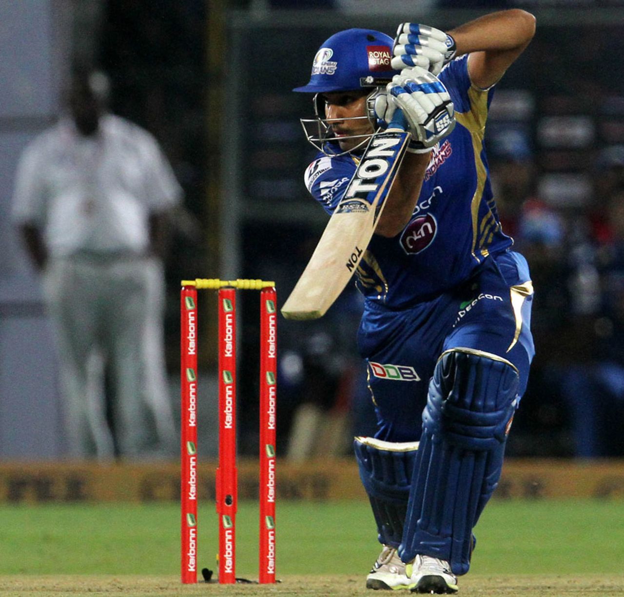Rohit Sharma guides one through the covers, Mumbai Indians v Rajasthan Royals, Champions League 2013, Mohali, September 21, 2013
