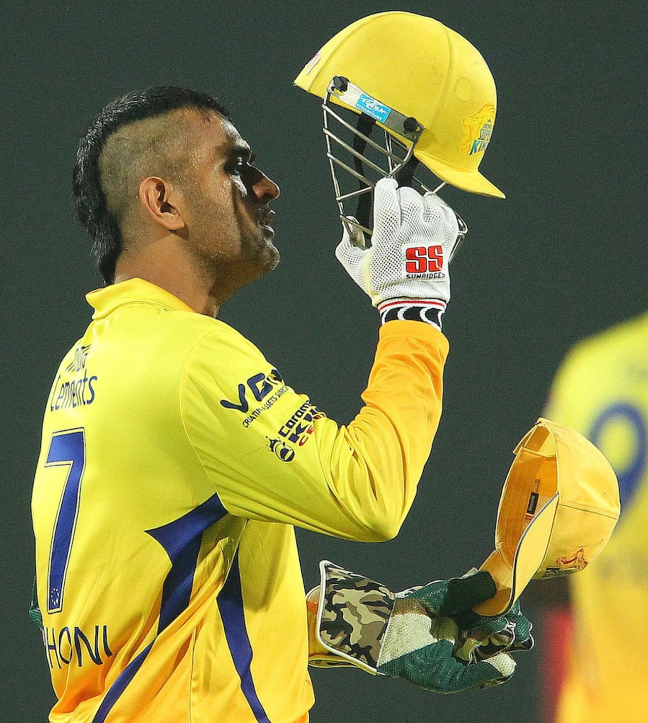 MS Dhoni sported a mohawk when he took the field on his homeground, Chennai Super Kings v Titans, Champions League 2013, Group B, Ranchi, September 22, 2013