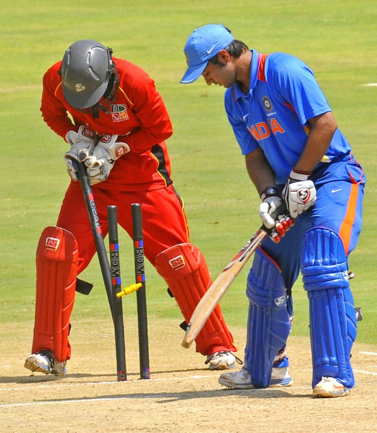 Ankush Bains was bowled for 49, India Under-19s v Zimbabwe Under-19s, Visakhapatnam, Sep 23, 2013