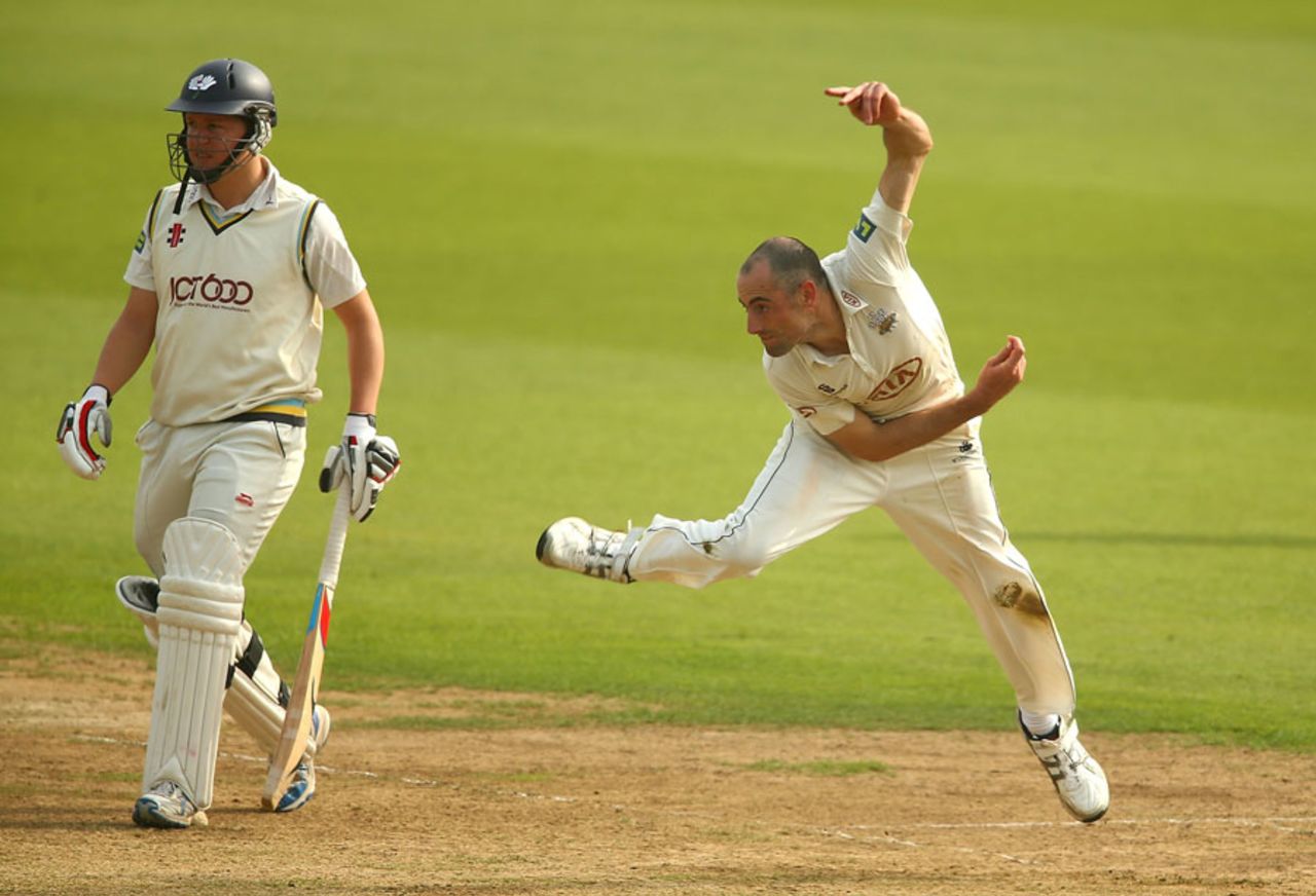 Tim Linley in his delivery stride, Surrey v Yorkshire, County Championship, Division One, The Oval, 2nd day September 25, 2013