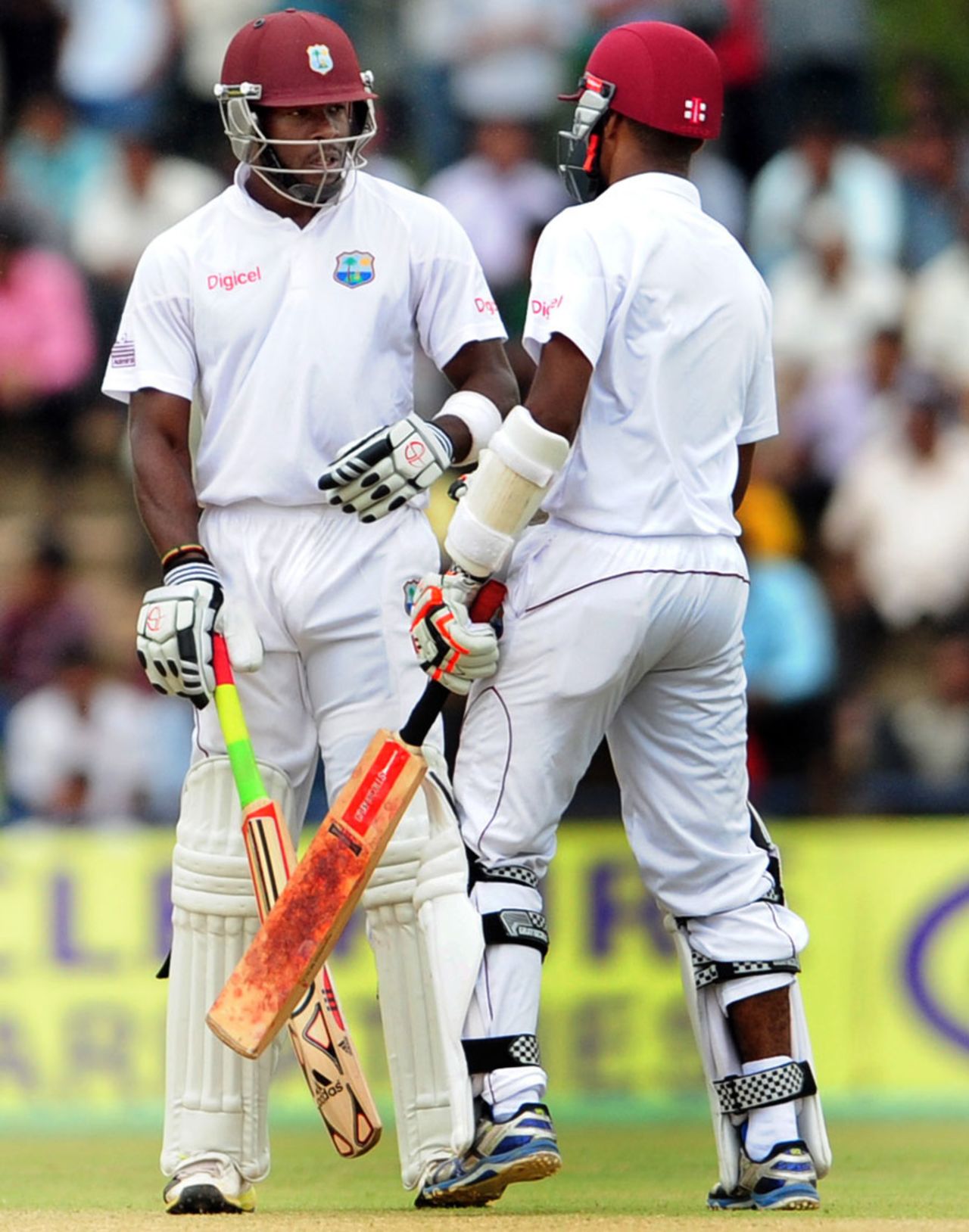 Kirk Edwards and Kraigg Brathwaite during their 172-run partnership, India A v West Indies A, 1st unofficial Test, 1st day, Mysore, September 25, 2013
