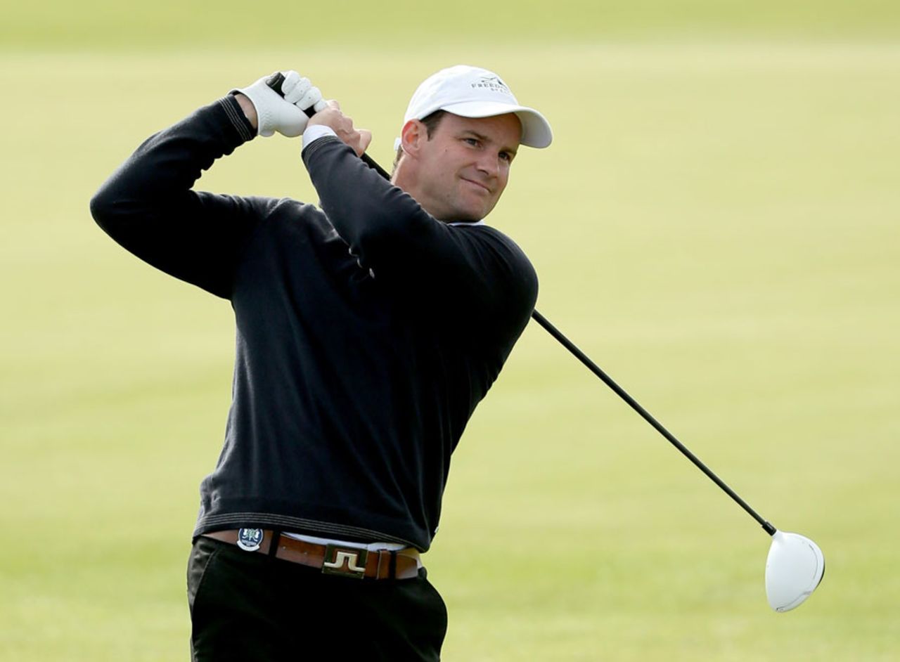 Andrew Strauss playing in the pro-am Alfred Dunhill Links Championship, St Andrews, September 26, 2013